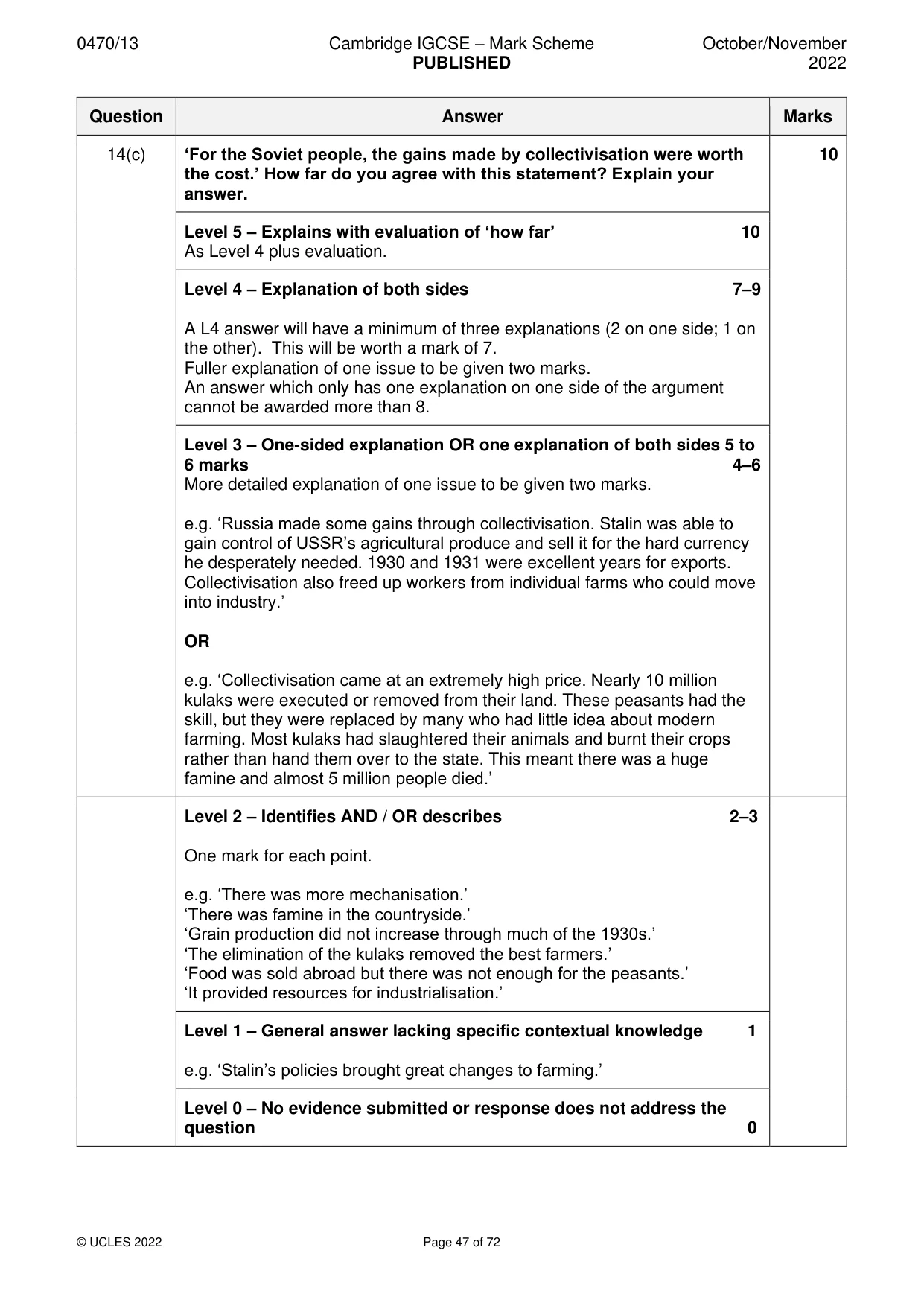 Mark scheme, page 47 of 72