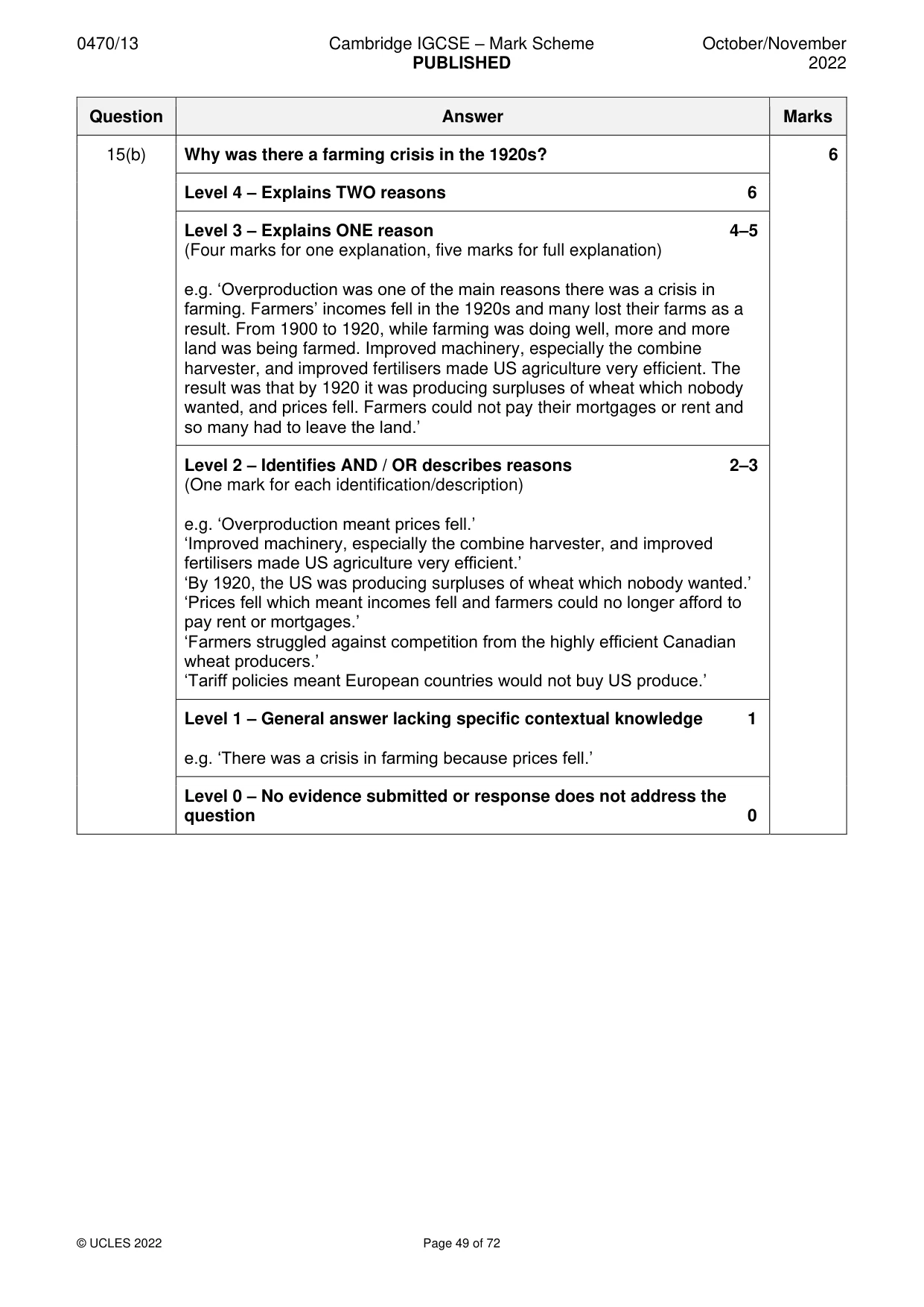Mark scheme, page 49 of 72