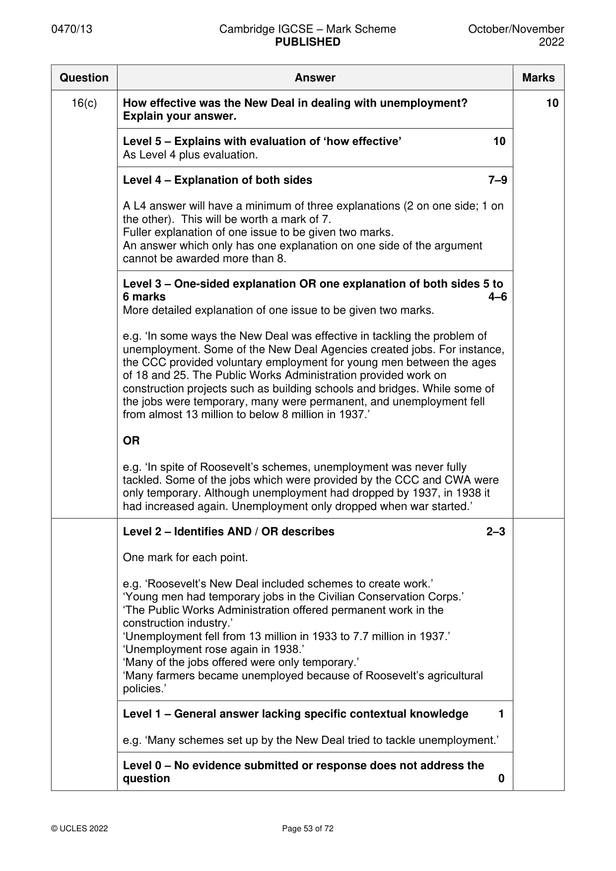 Mark scheme, page 53 of 72