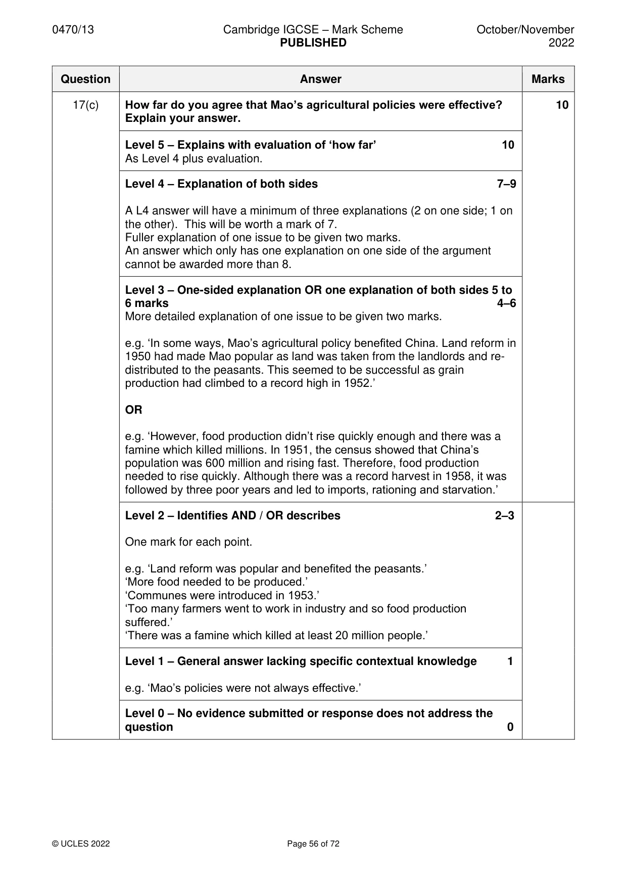 Mark scheme, page 56 of 72