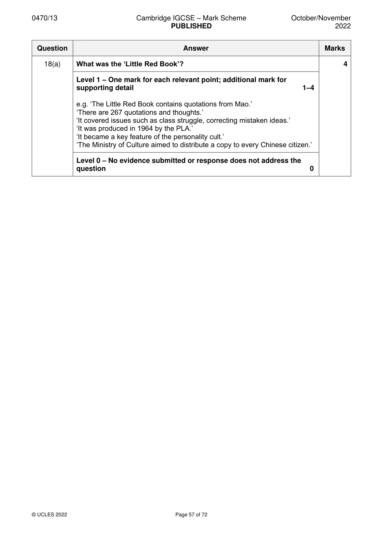 Mark scheme, page 57 of 72