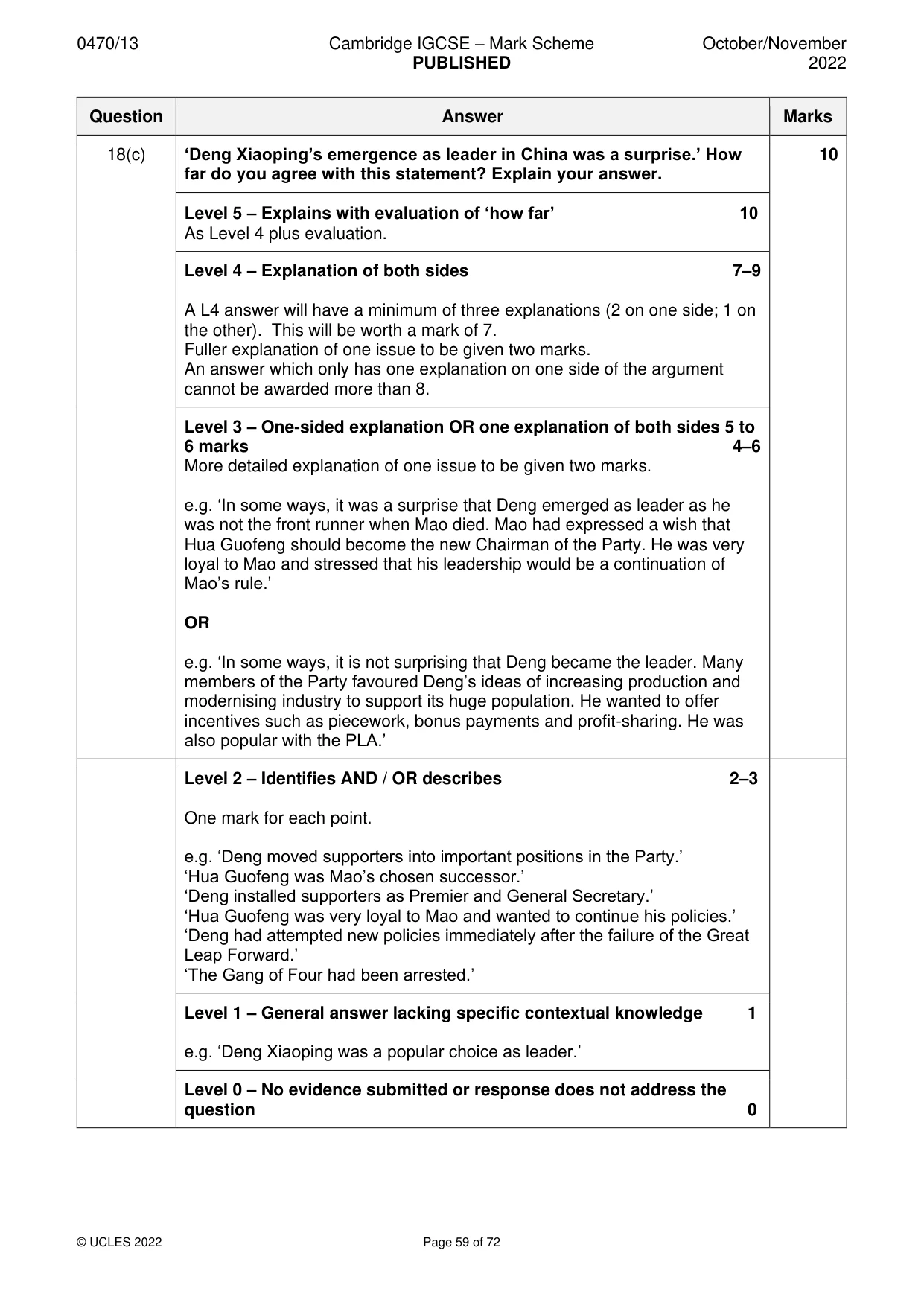Mark scheme, page 59 of 72