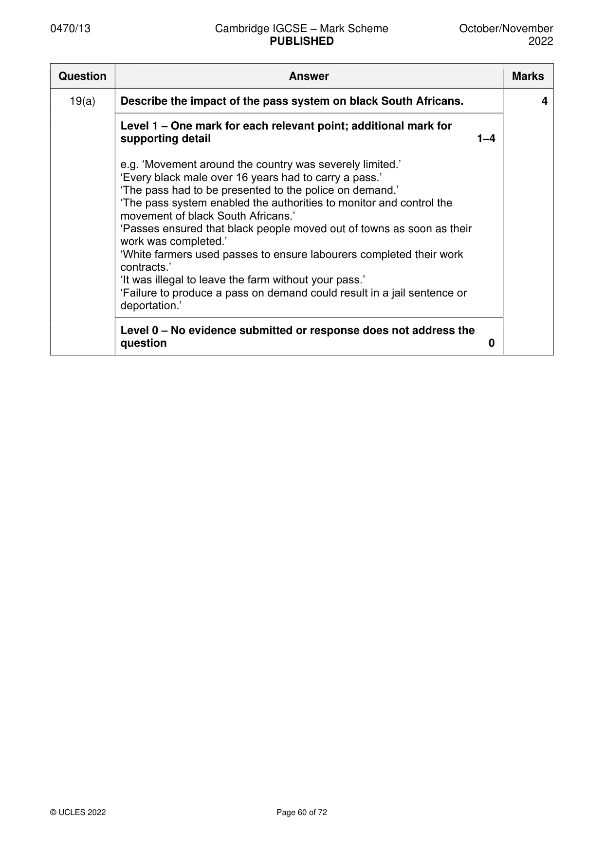 Mark scheme, page 60 of 72