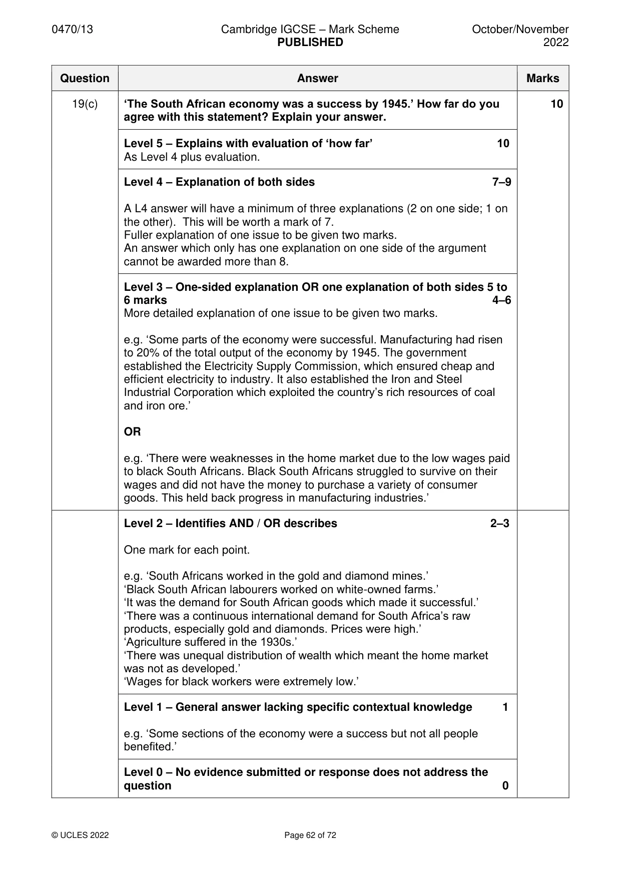 Mark scheme, page 62 of 72