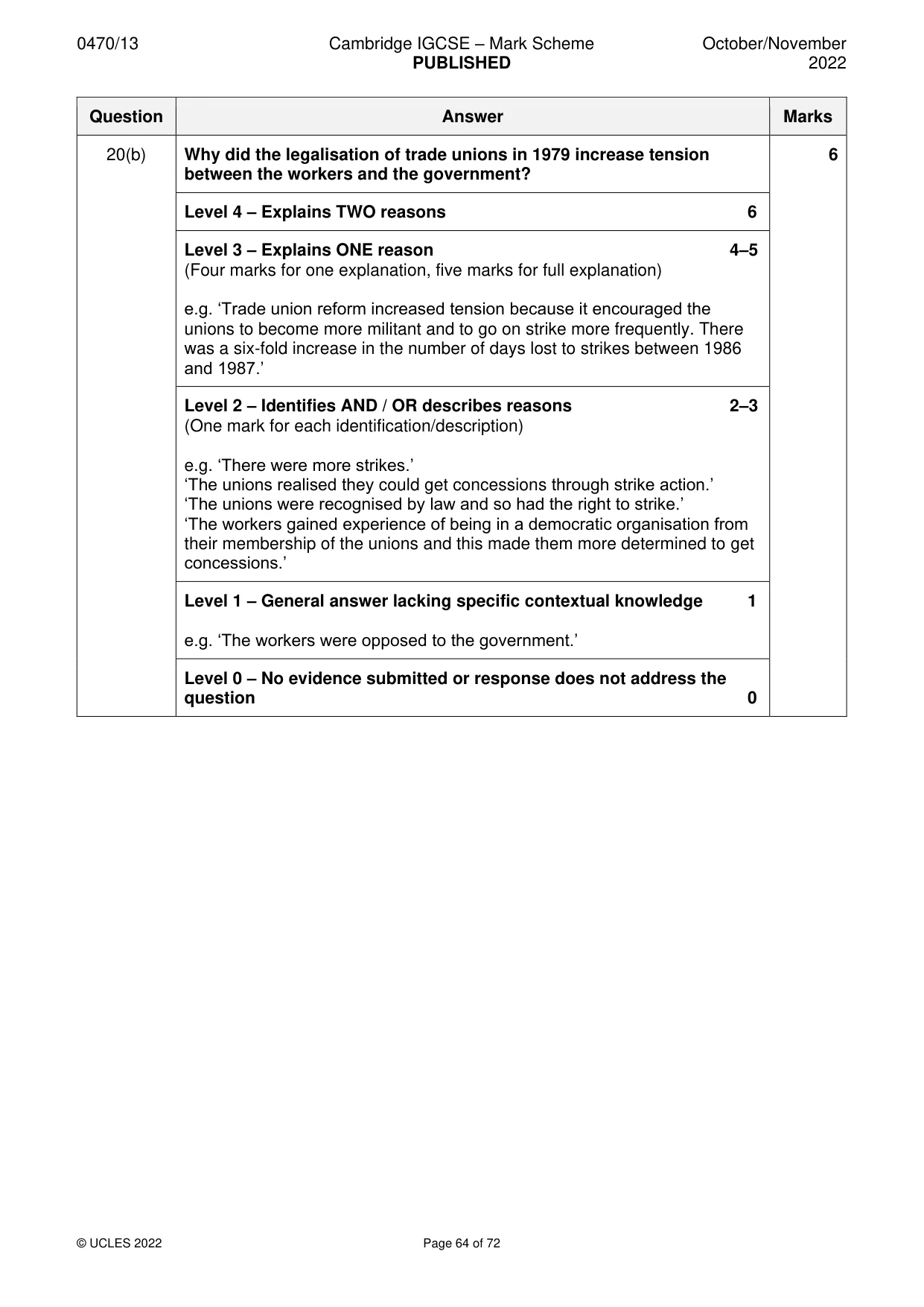 Mark scheme, page 64 of 72