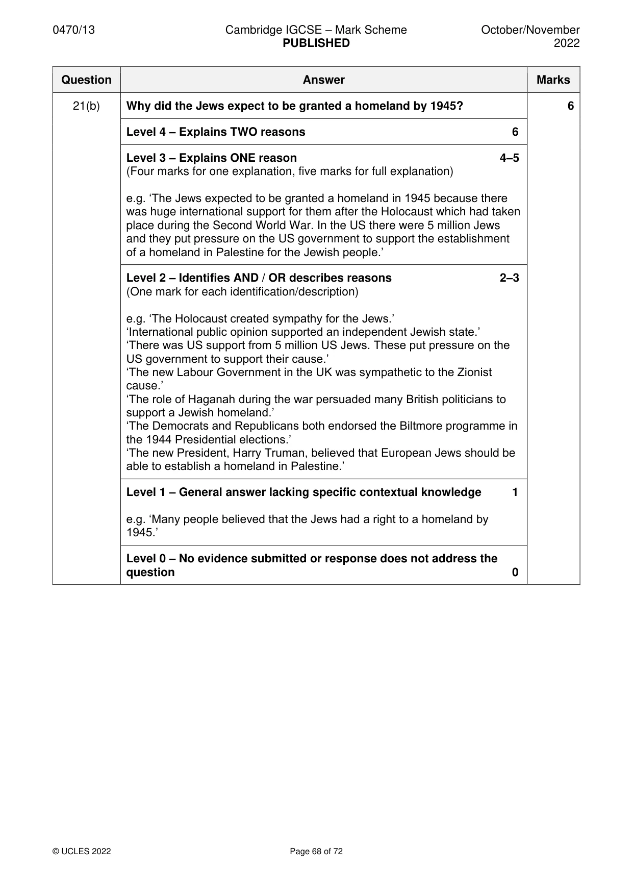 Mark scheme, page 68 of 72