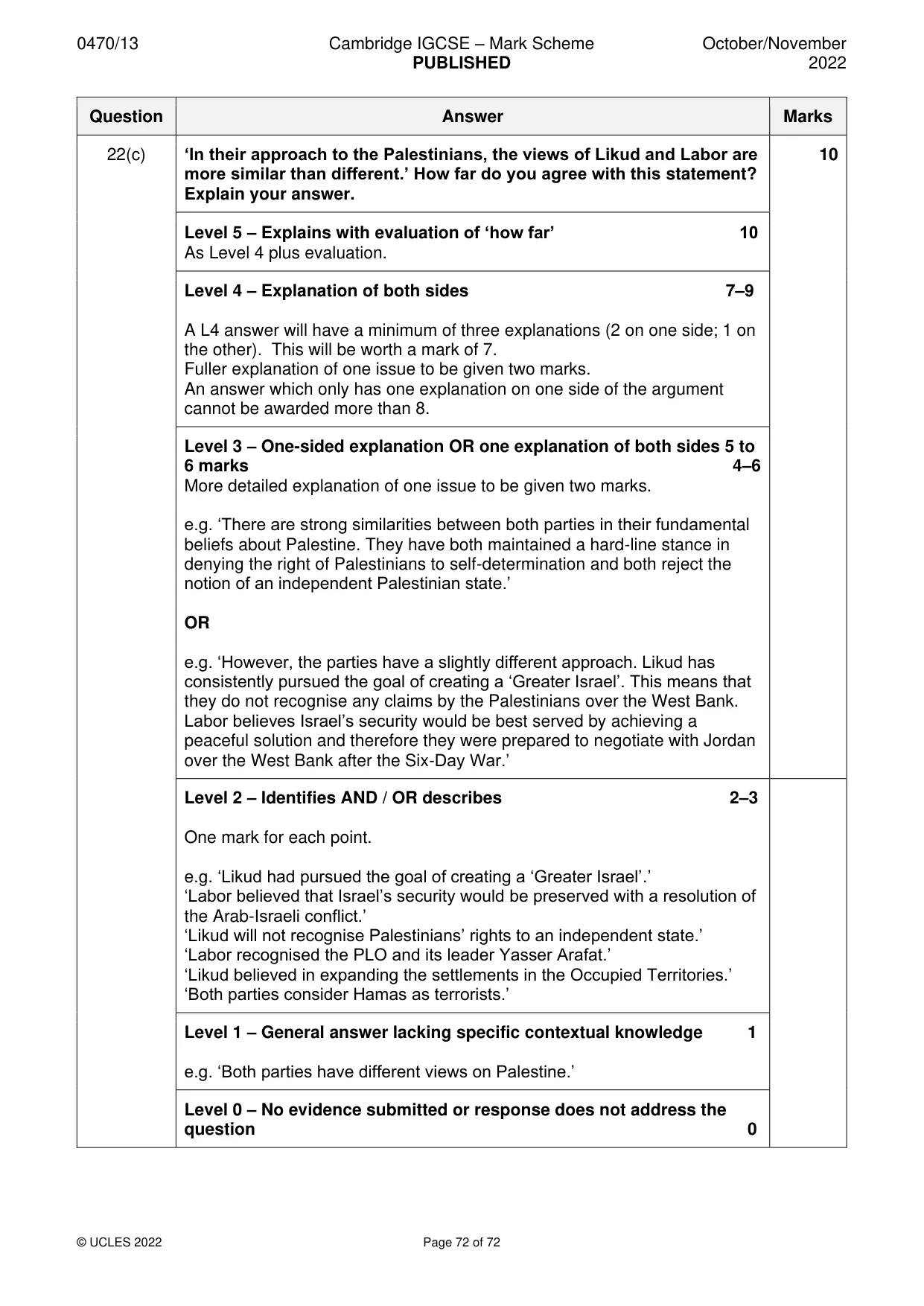 Mark scheme, page 72 of 72