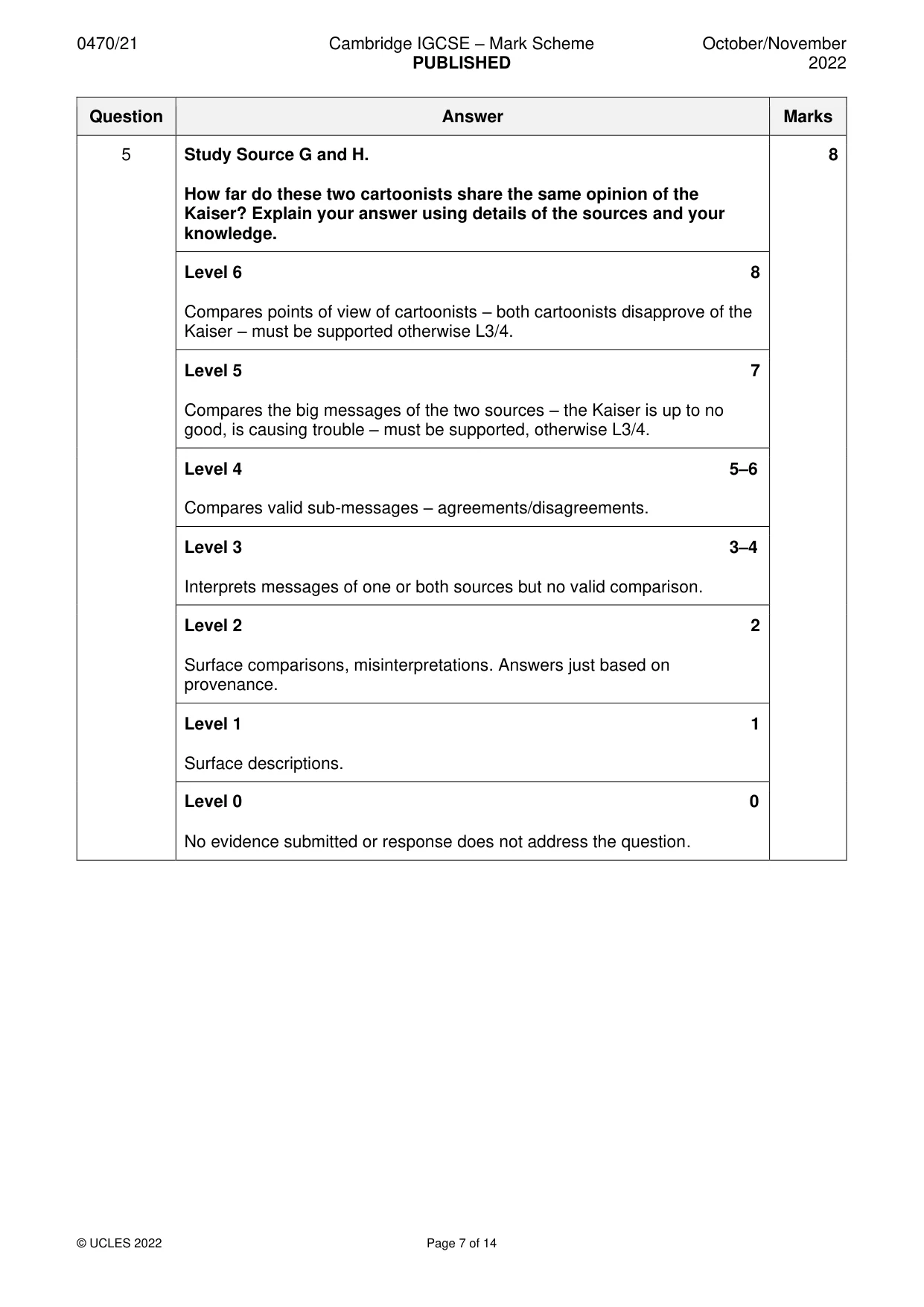 Mark scheme, page 7 of 14