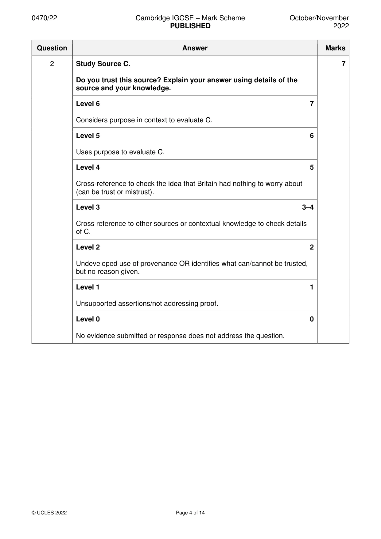 Mark scheme, page 4 of 14