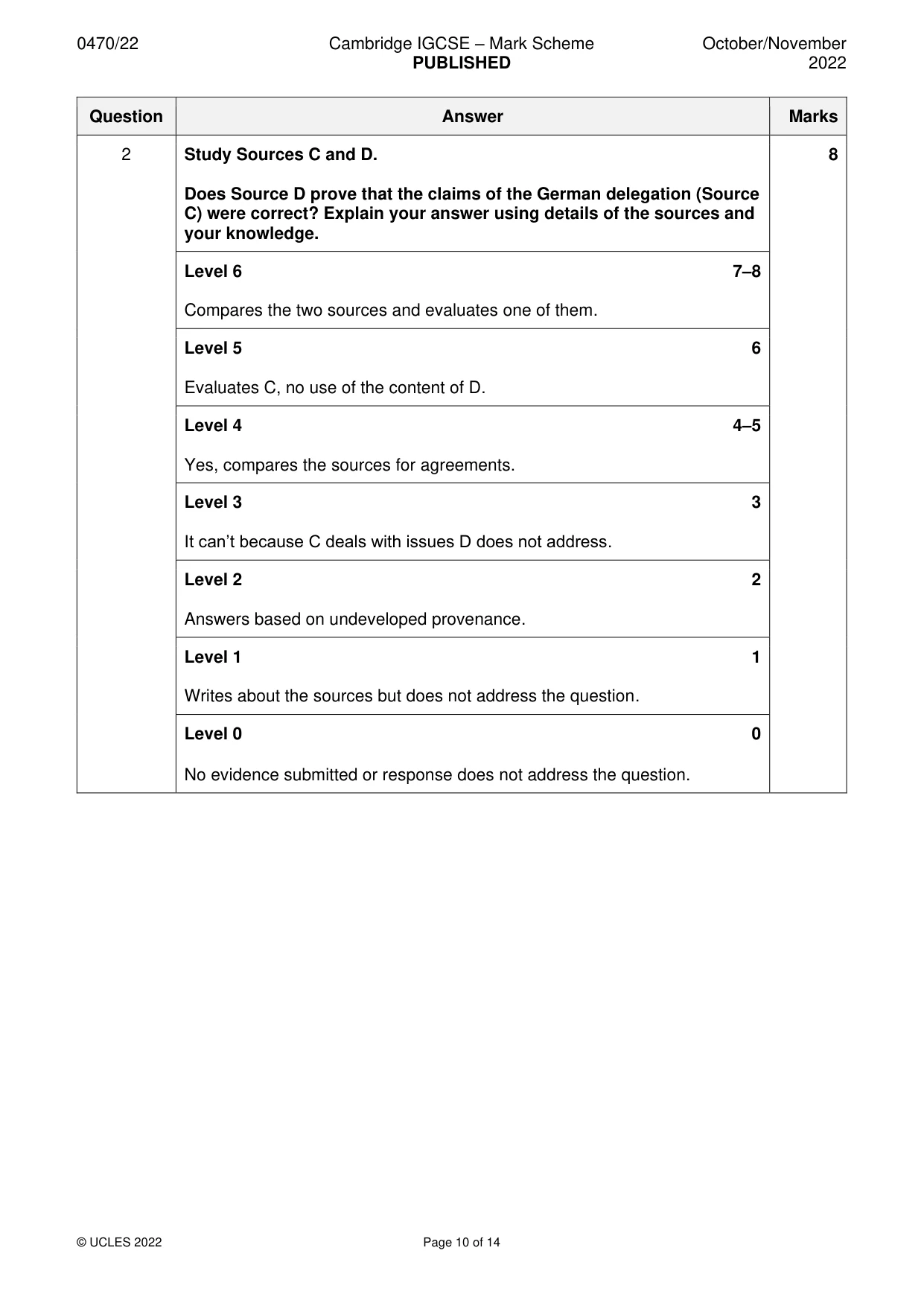 Mark scheme, page 10 of 14