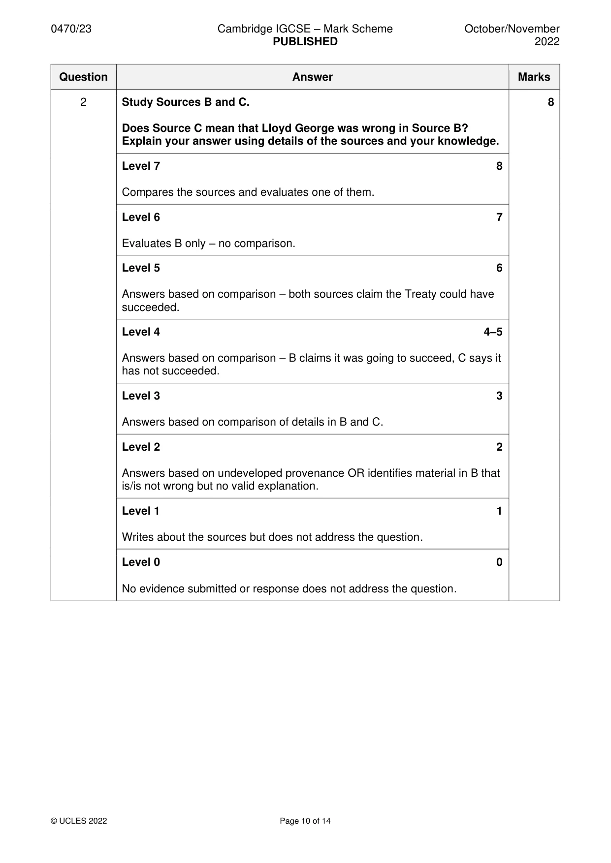 Mark scheme, page 10 of 14