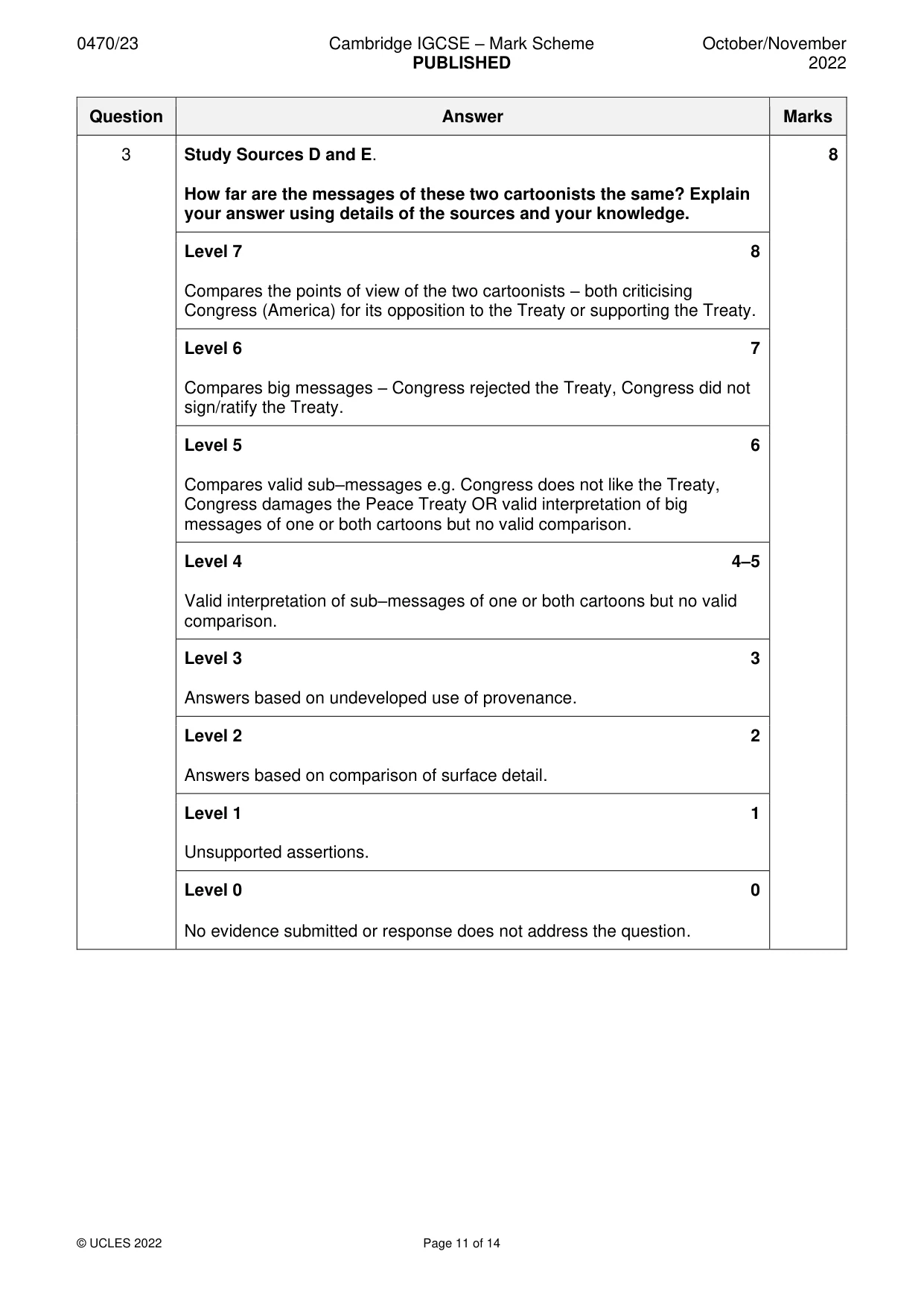 Mark scheme, page 11 of 14