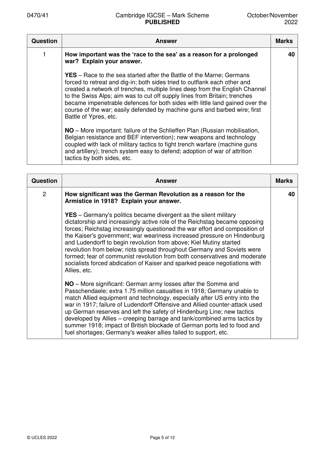 Mark scheme, page 5 of 12