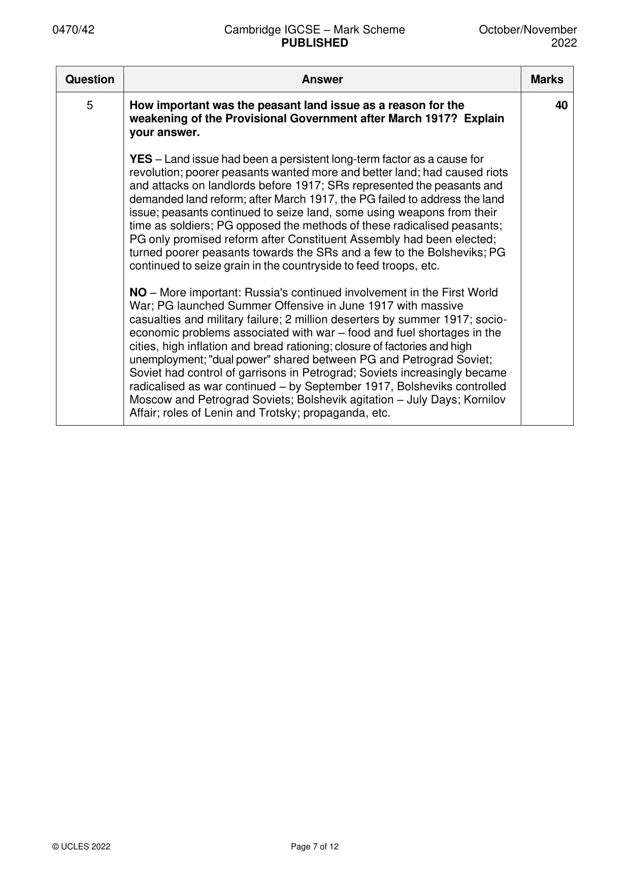 Mark scheme, page 7 of 12