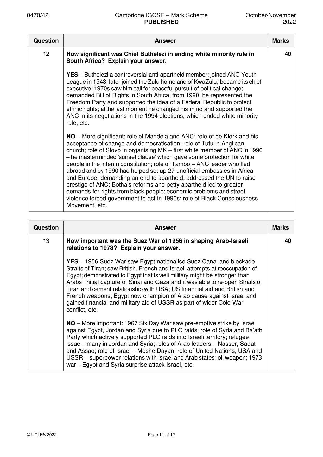 Mark scheme, page 11 of 12