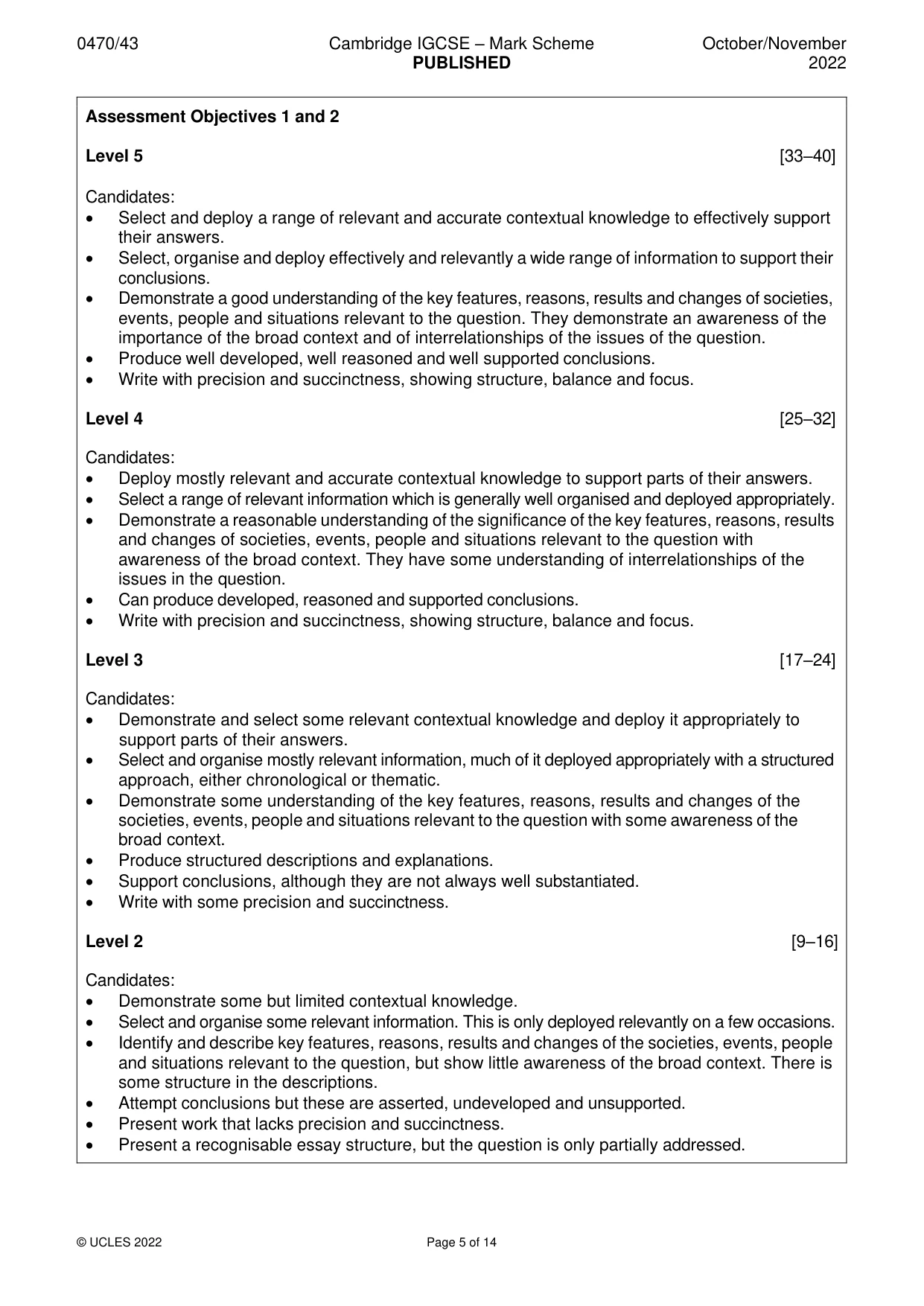 Mark scheme, page 5 of 14