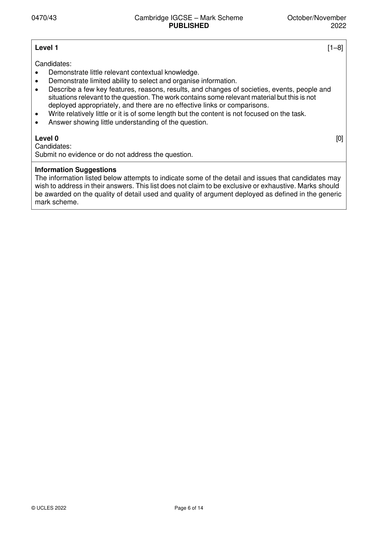 Mark scheme, page 6 of 14