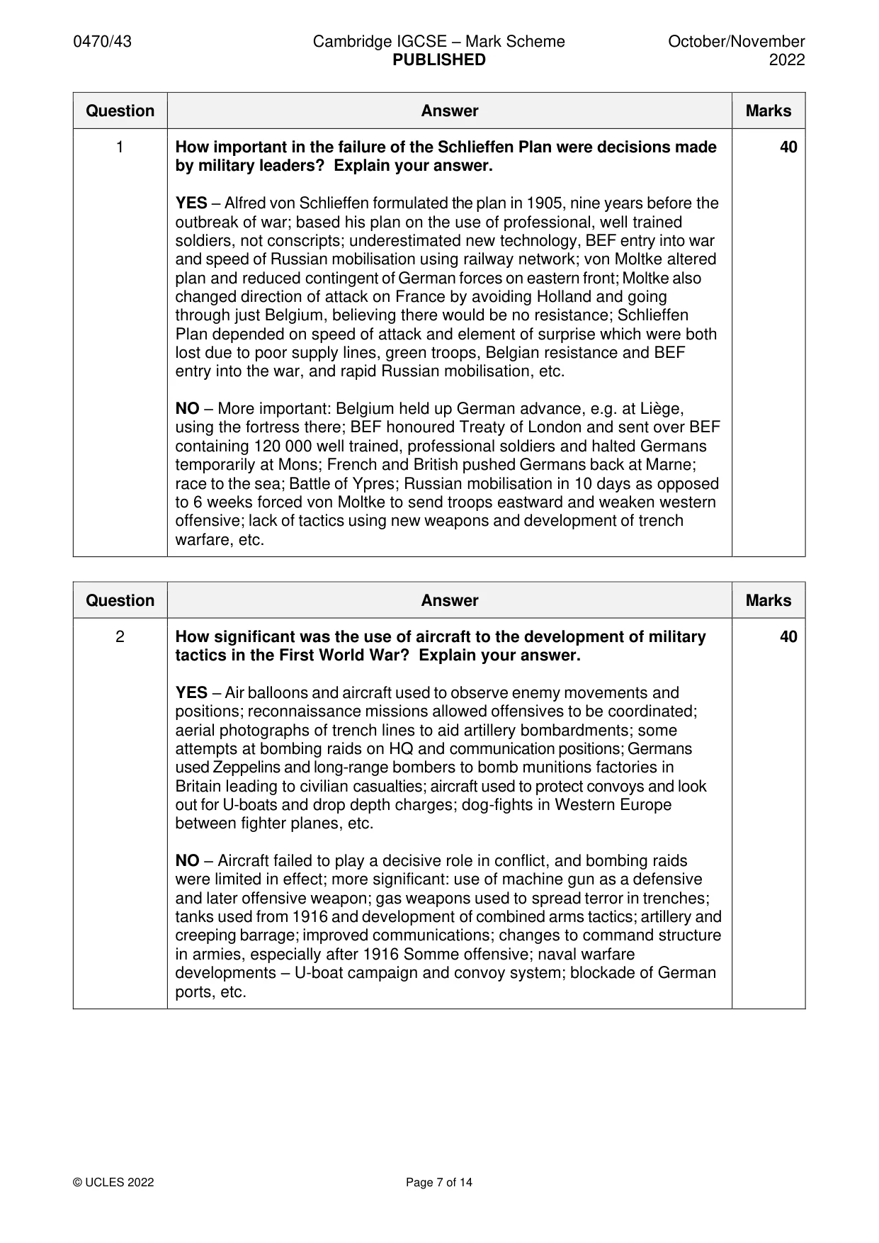 Mark scheme, page 7 of 14