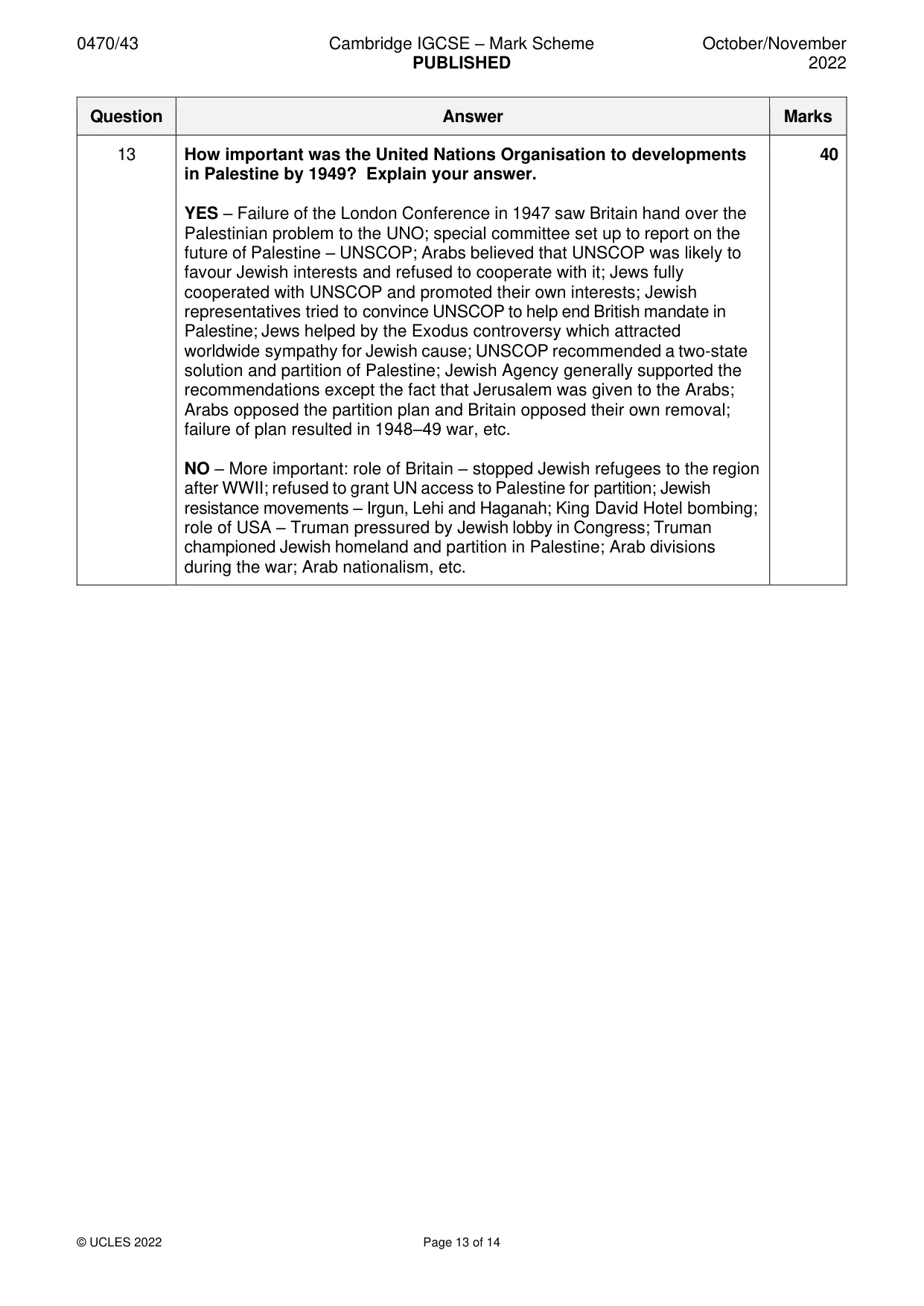 Mark scheme, page 13 of 14