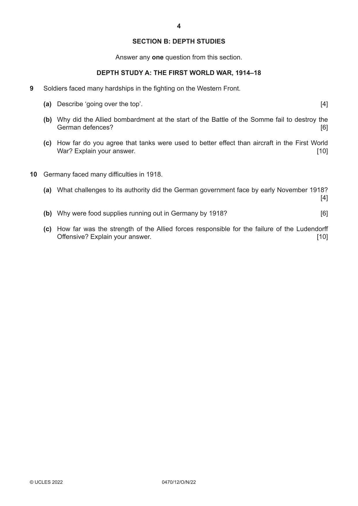Cambridge IGCSE History 0470 2022 Oct/Nov Paper 1 · Variant 2 question paper, page 4 of 12