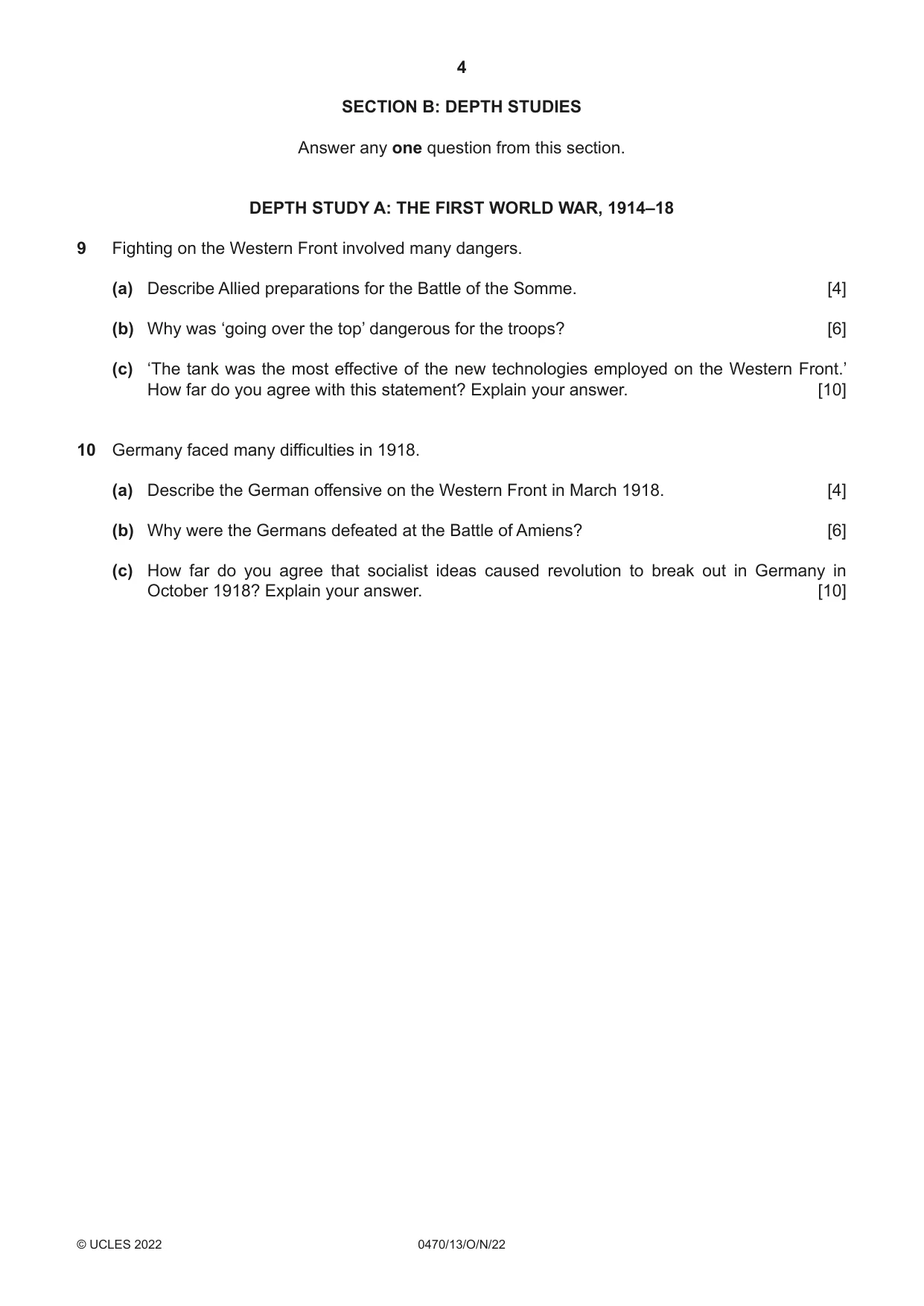 Cambridge IGCSE History 0470 2022 Oct/Nov Paper 1 · Variant 3 question paper, page 4 of 12
