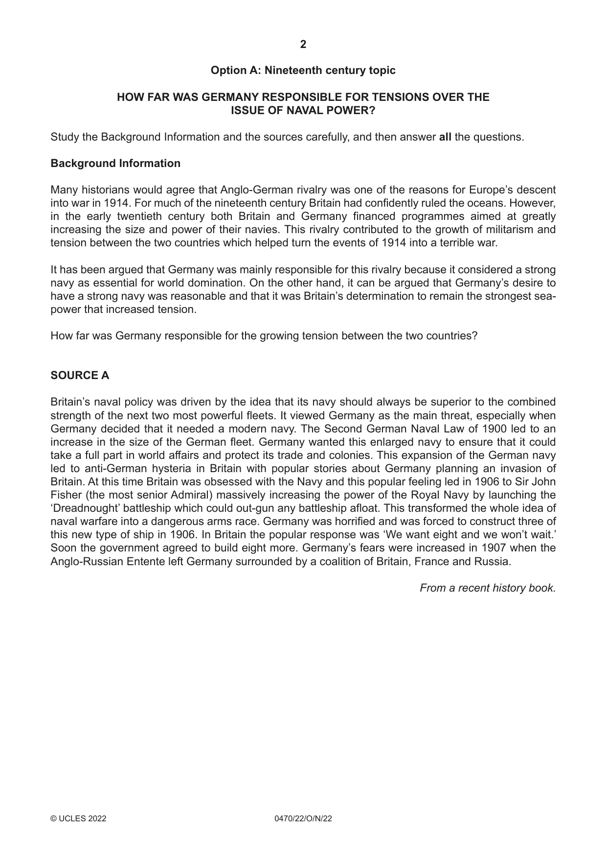 Cambridge IGCSE History 0470 2022 Oct/Nov Paper 2 · Variant 2 question paper, page 2 of 16