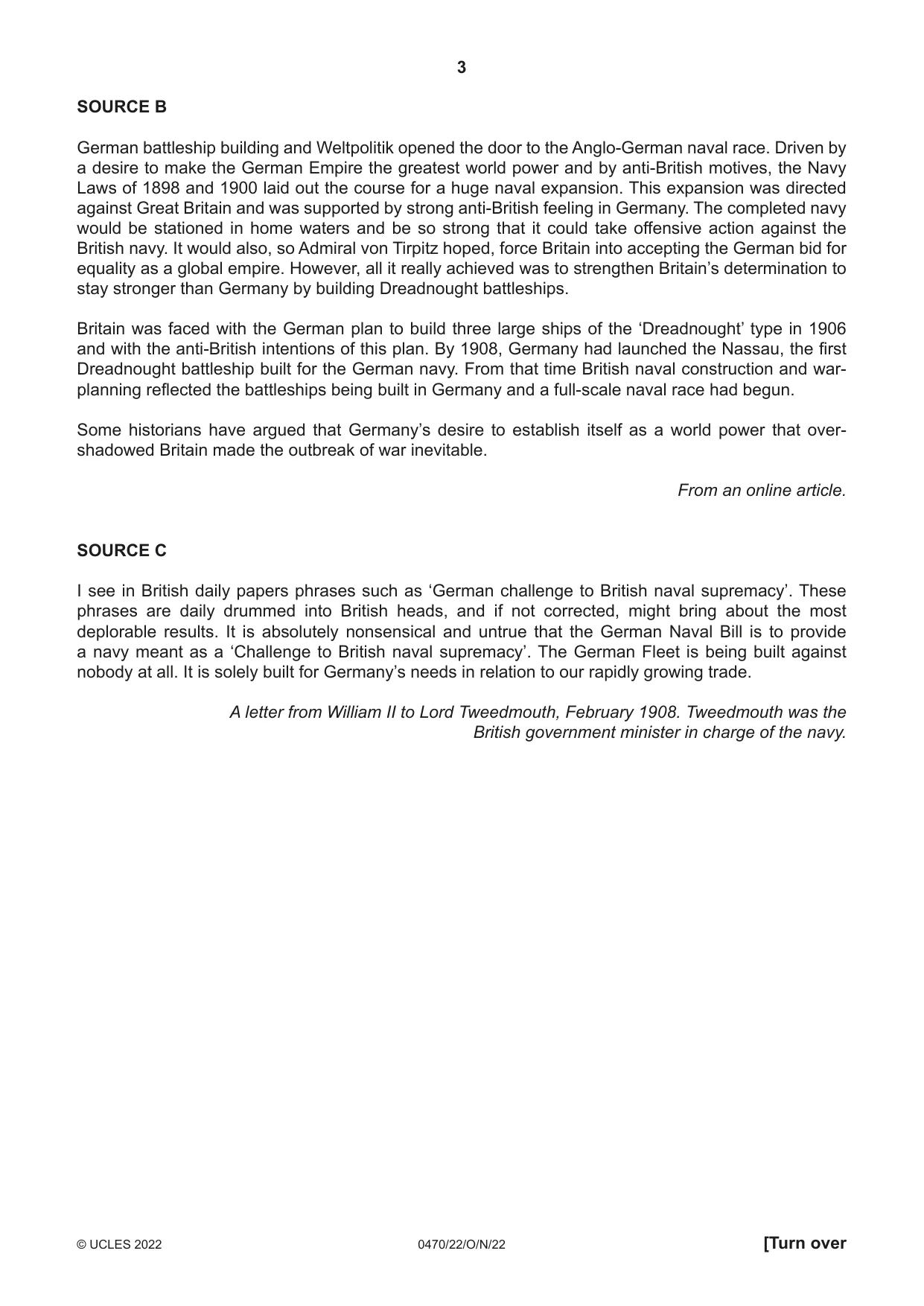 Cambridge IGCSE History 0470 2022 Oct/Nov Paper 2 · Variant 2 question paper, page 3 of 16