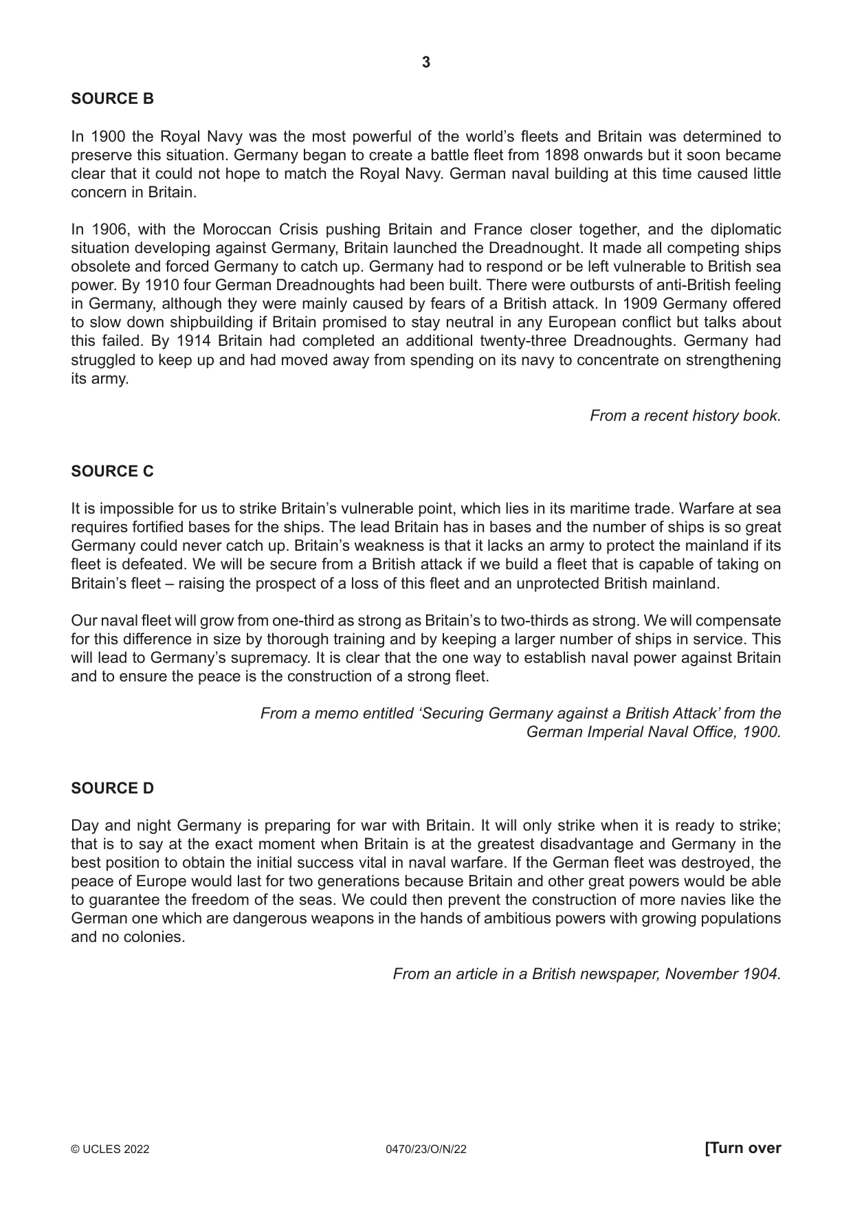 Cambridge IGCSE History 0470 2022 Oct/Nov Paper 2 · Variant 3 question paper, page 3 of 16