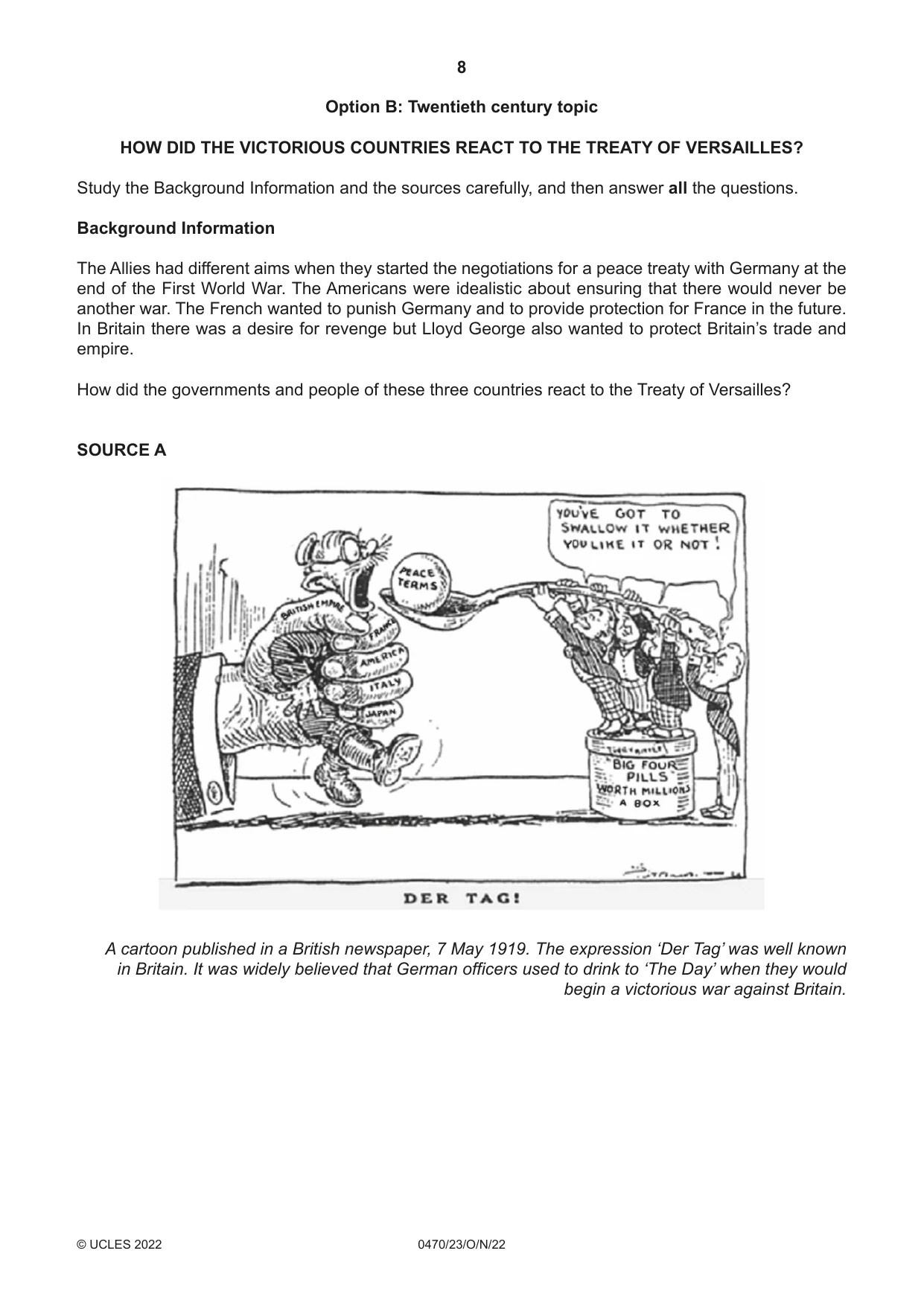 Cambridge IGCSE History 0470 2022 Oct/Nov Paper 2 · Variant 3 question paper, page 8 of 16