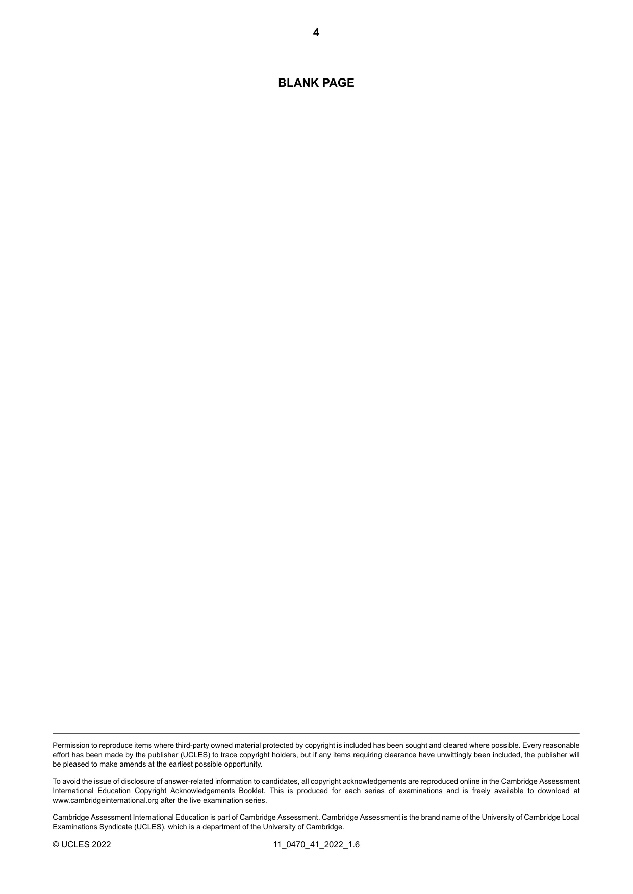 Cambridge IGCSE History 0470 2022 Oct/Nov Paper 4 · Variant 1 question paper, page 4 of 4