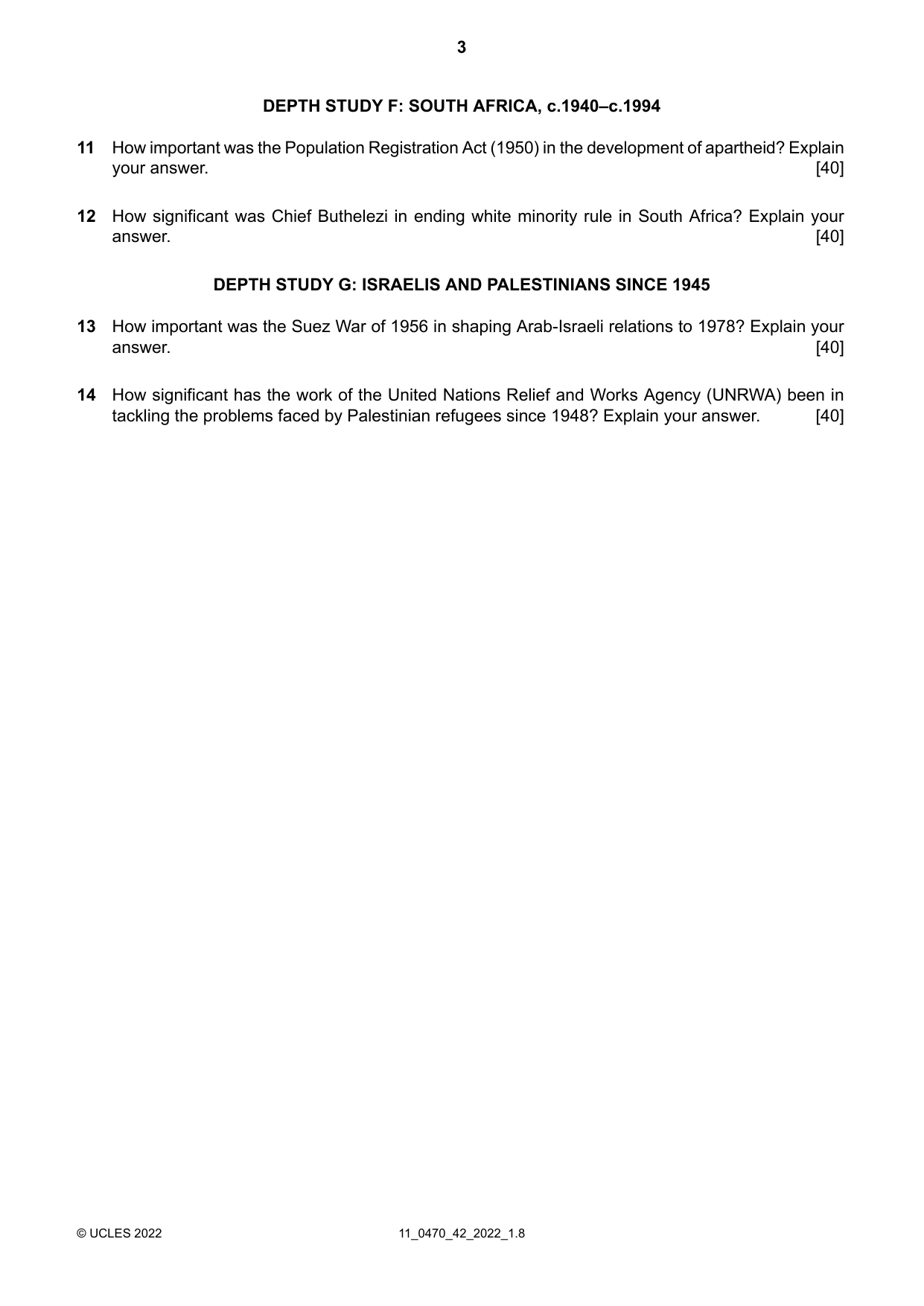 Cambridge IGCSE History 0470 2022 Oct/Nov Paper 4 · Variant 2 question paper, page 3 of 4