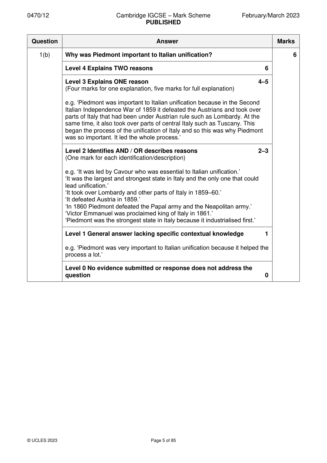 Mark scheme, page 5 of 85