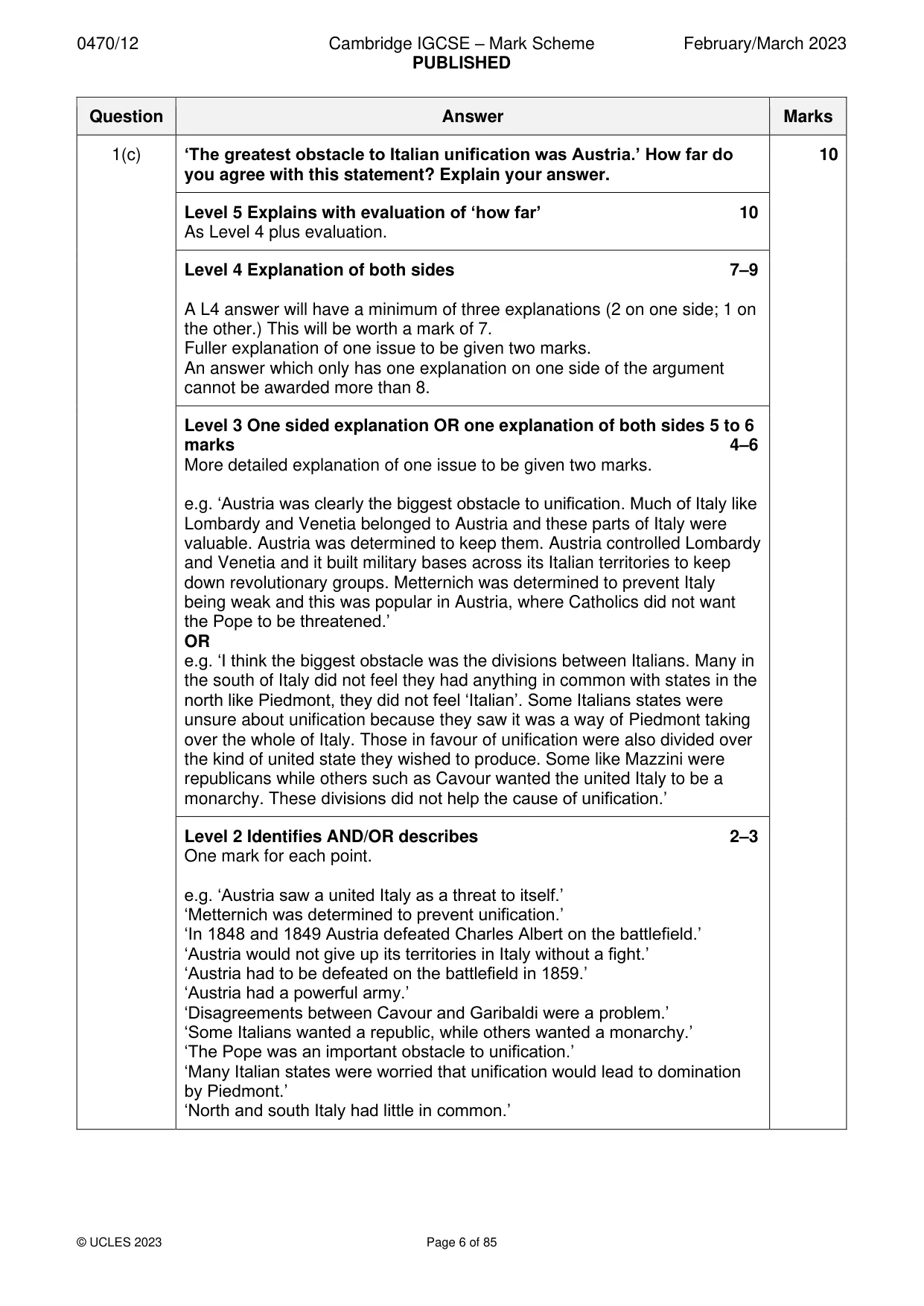 Mark scheme, page 6 of 85