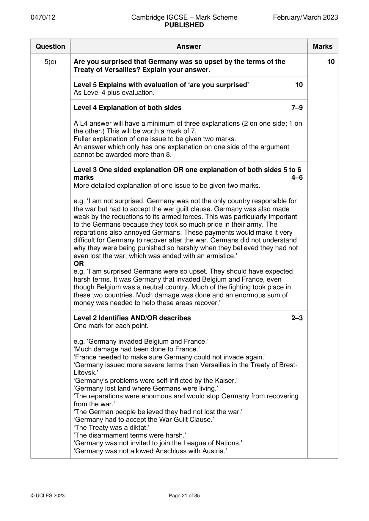 Mark scheme, page 21 of 85