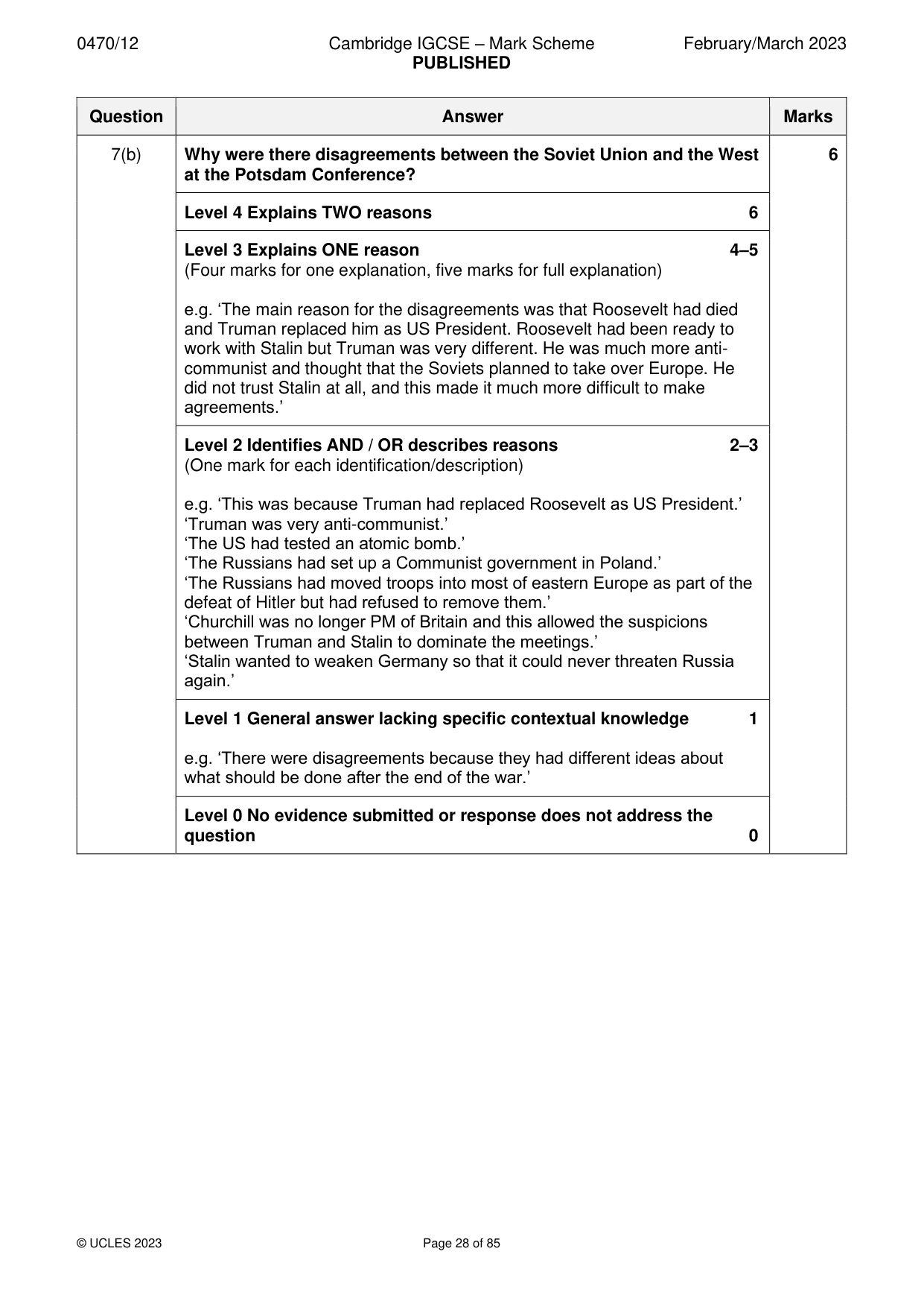 Mark scheme, page 28 of 85