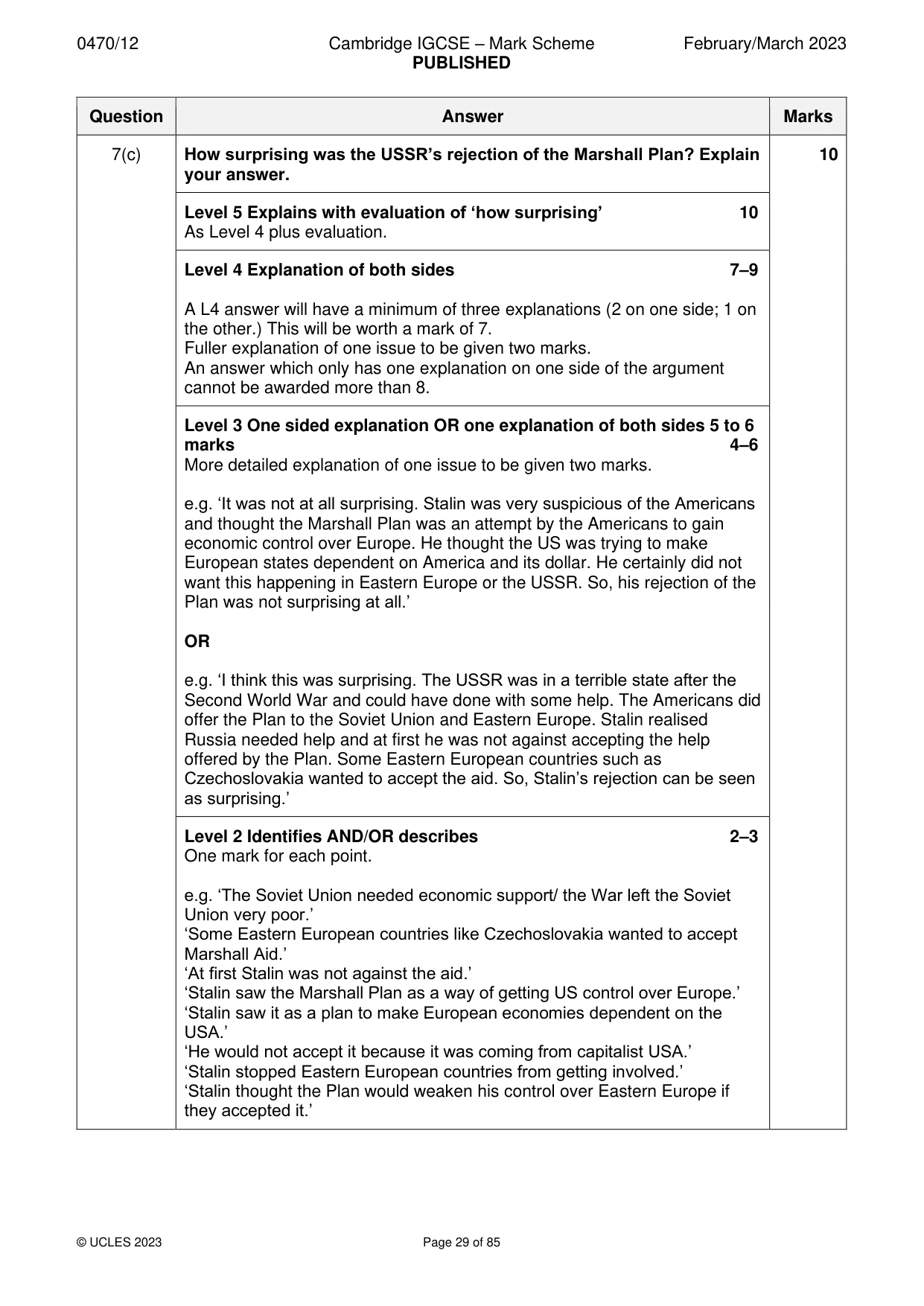 Mark scheme, page 29 of 85