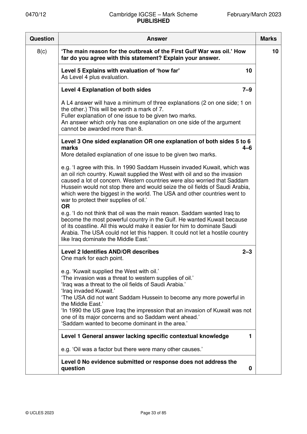 Mark scheme, page 33 of 85