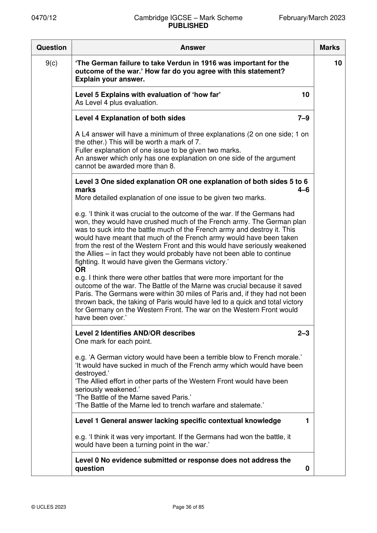 Mark scheme, page 36 of 85