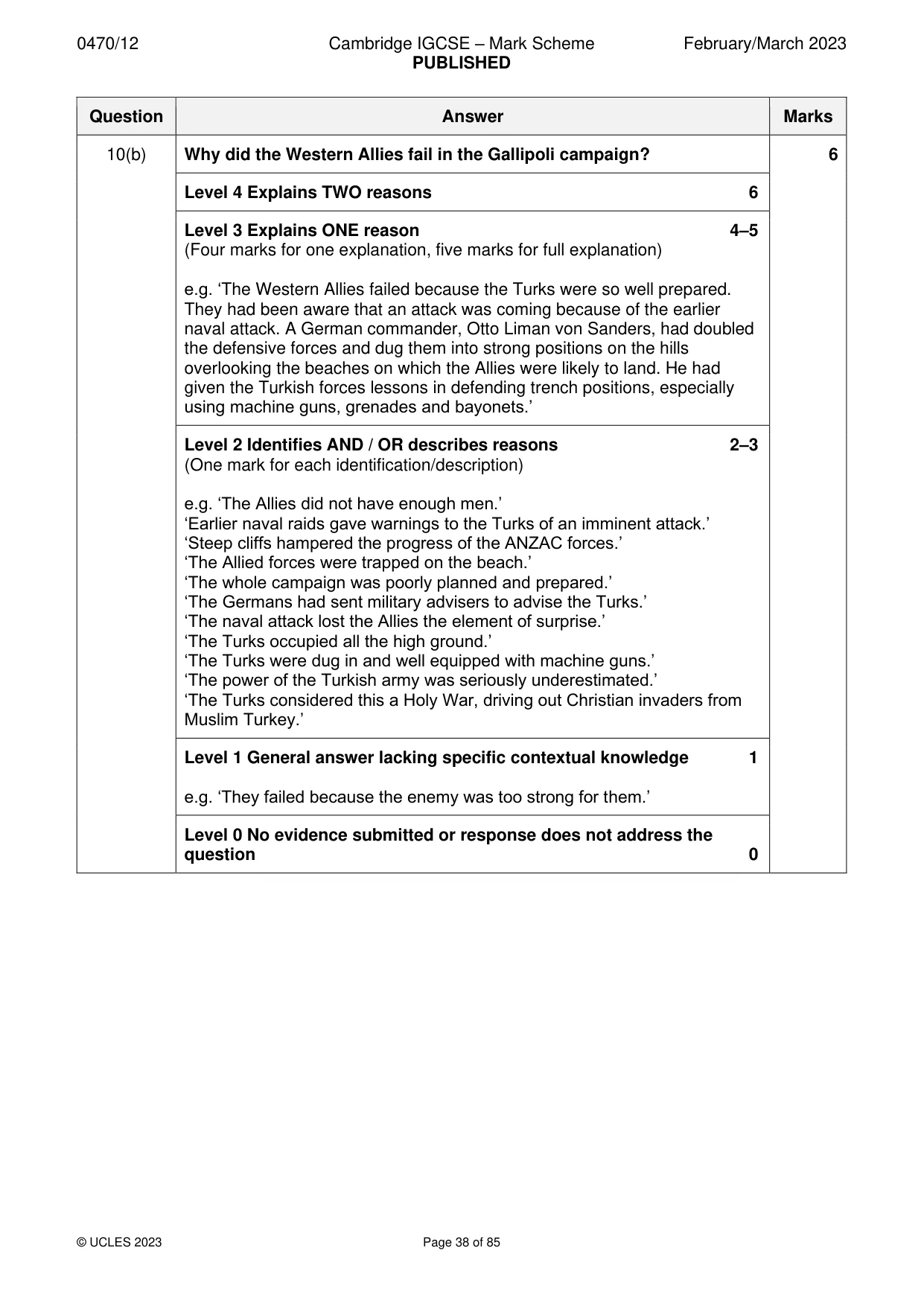 Mark scheme, page 38 of 85