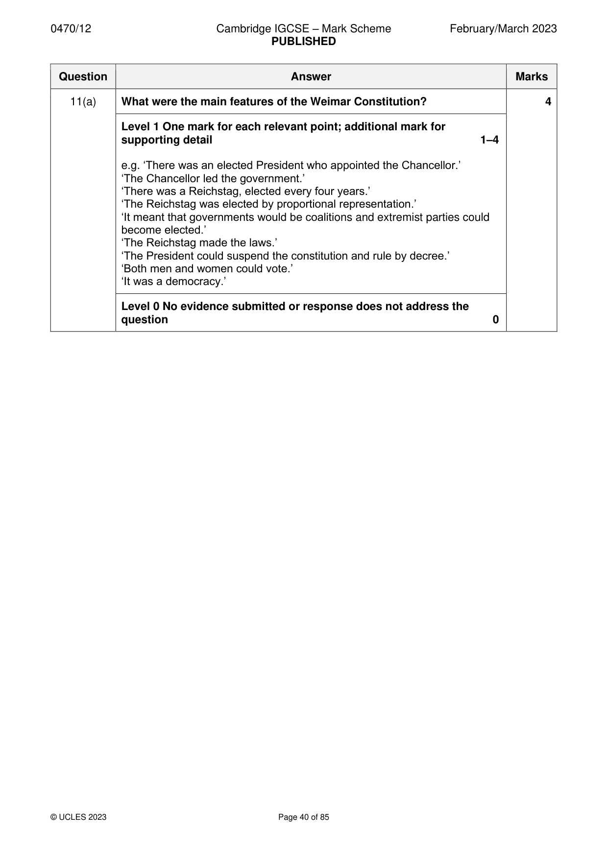 Mark scheme, page 40 of 85