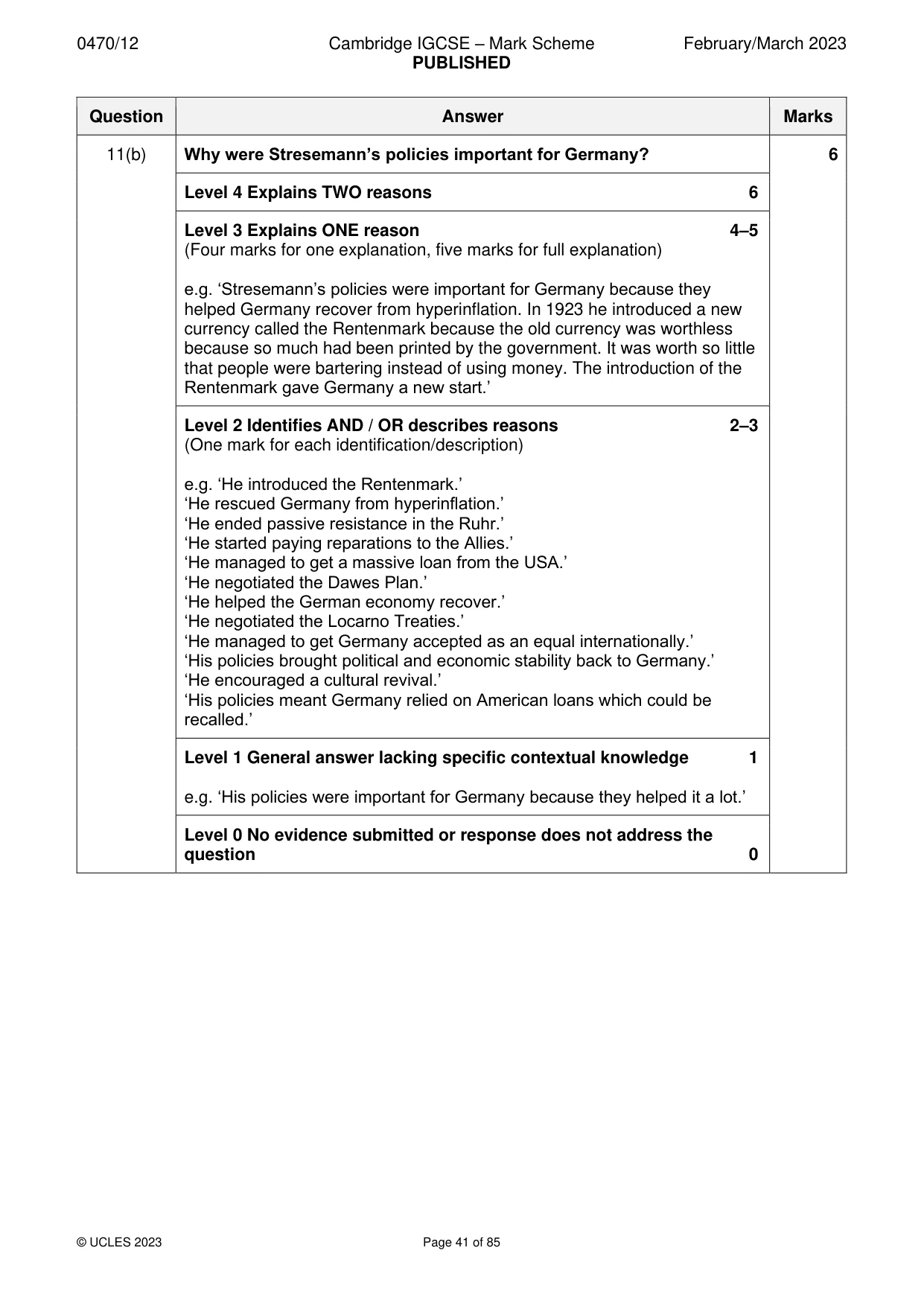 Mark scheme, page 41 of 85