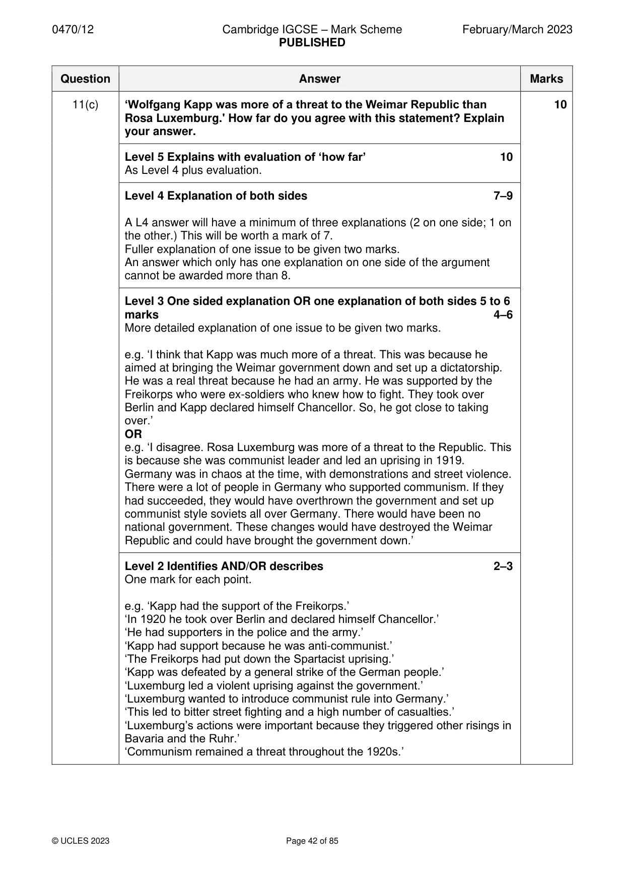 Mark scheme, page 42 of 85
