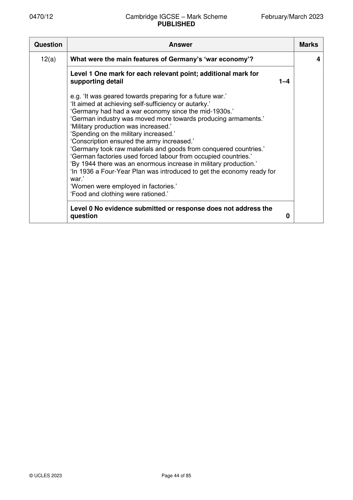 Mark scheme, page 44 of 85