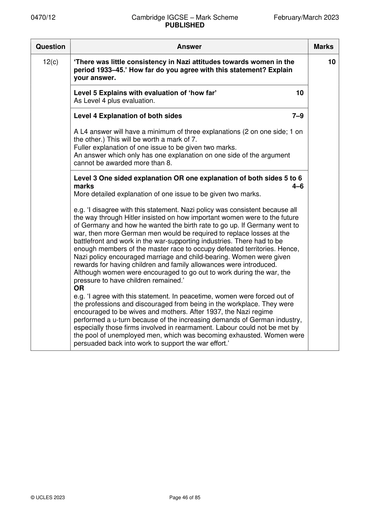 Mark scheme, page 46 of 85
