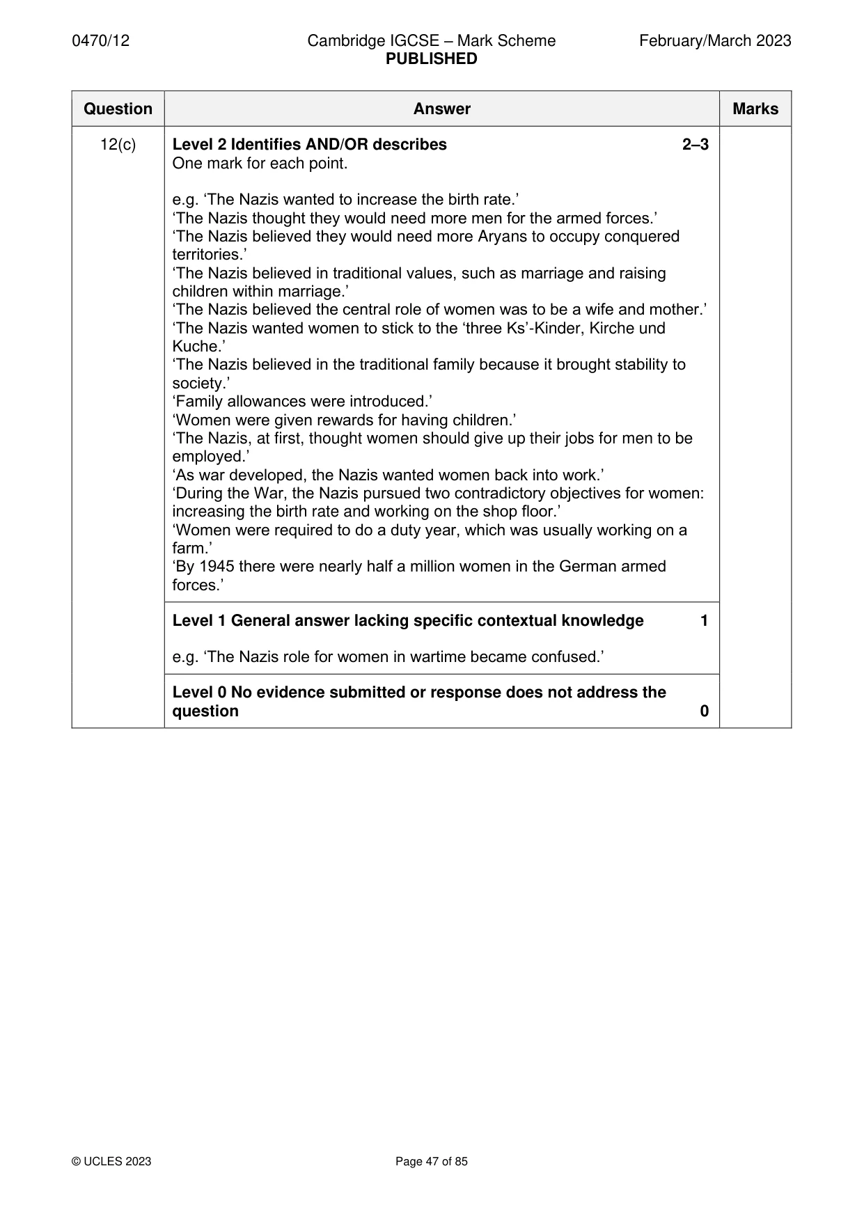 Mark scheme, page 47 of 85