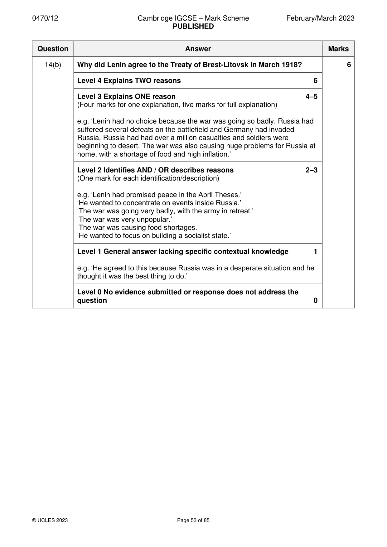 Mark scheme, page 53 of 85