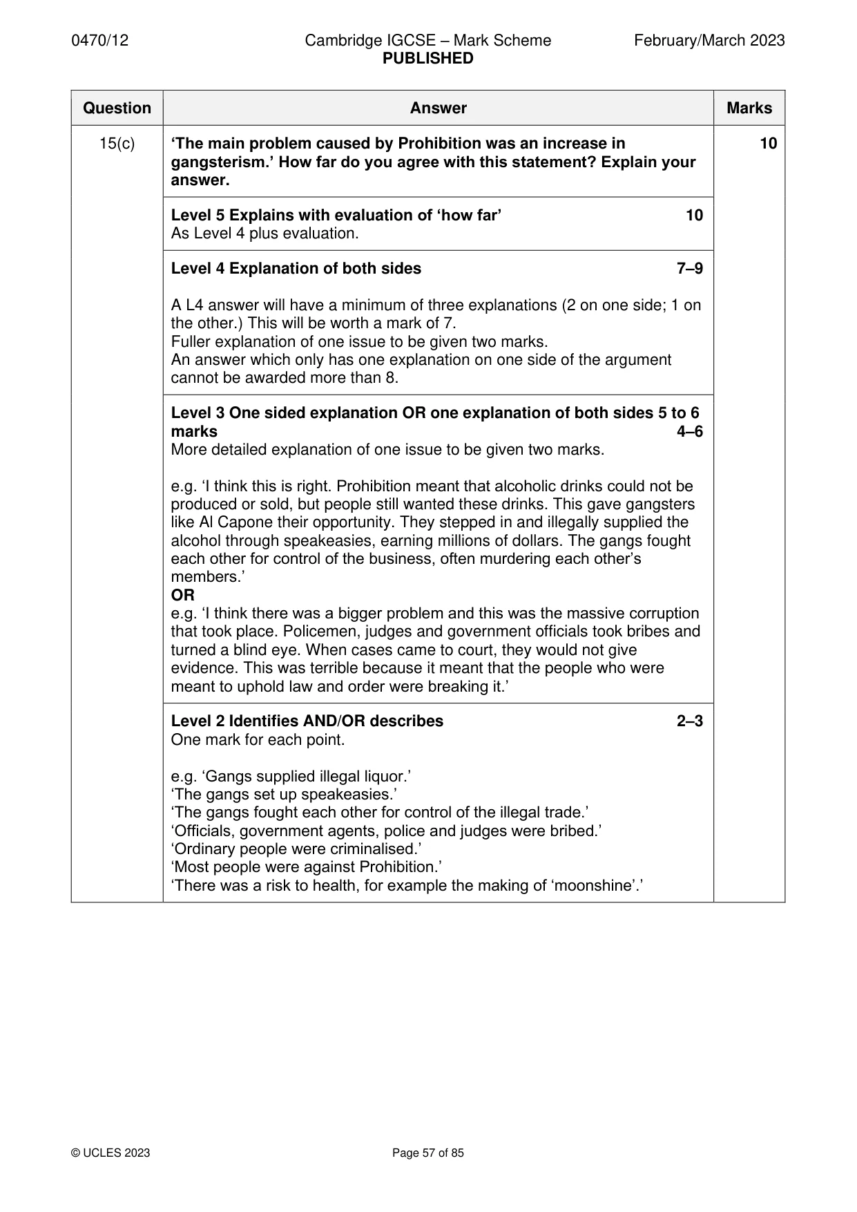 Mark scheme, page 57 of 85