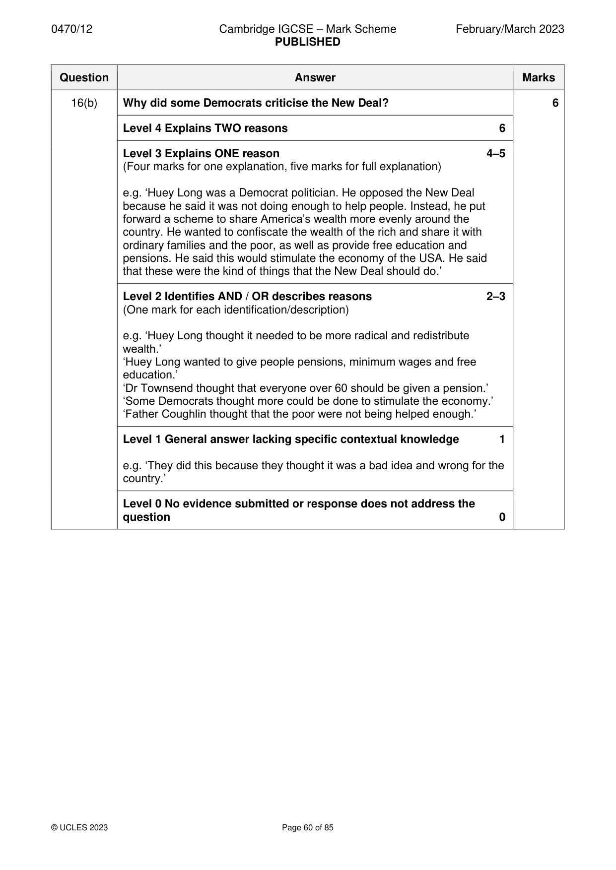 Mark scheme, page 60 of 85