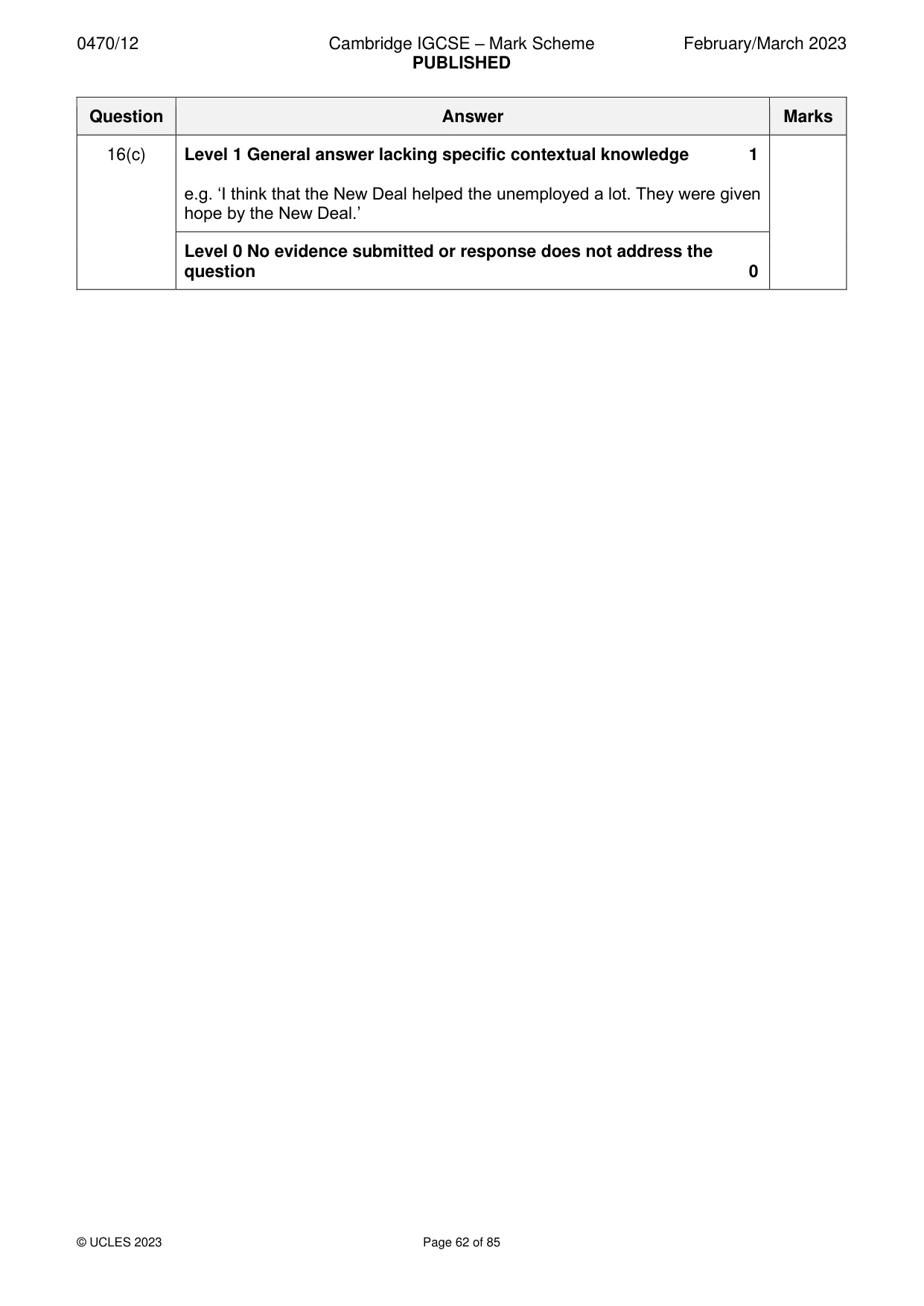 Mark scheme, page 62 of 85