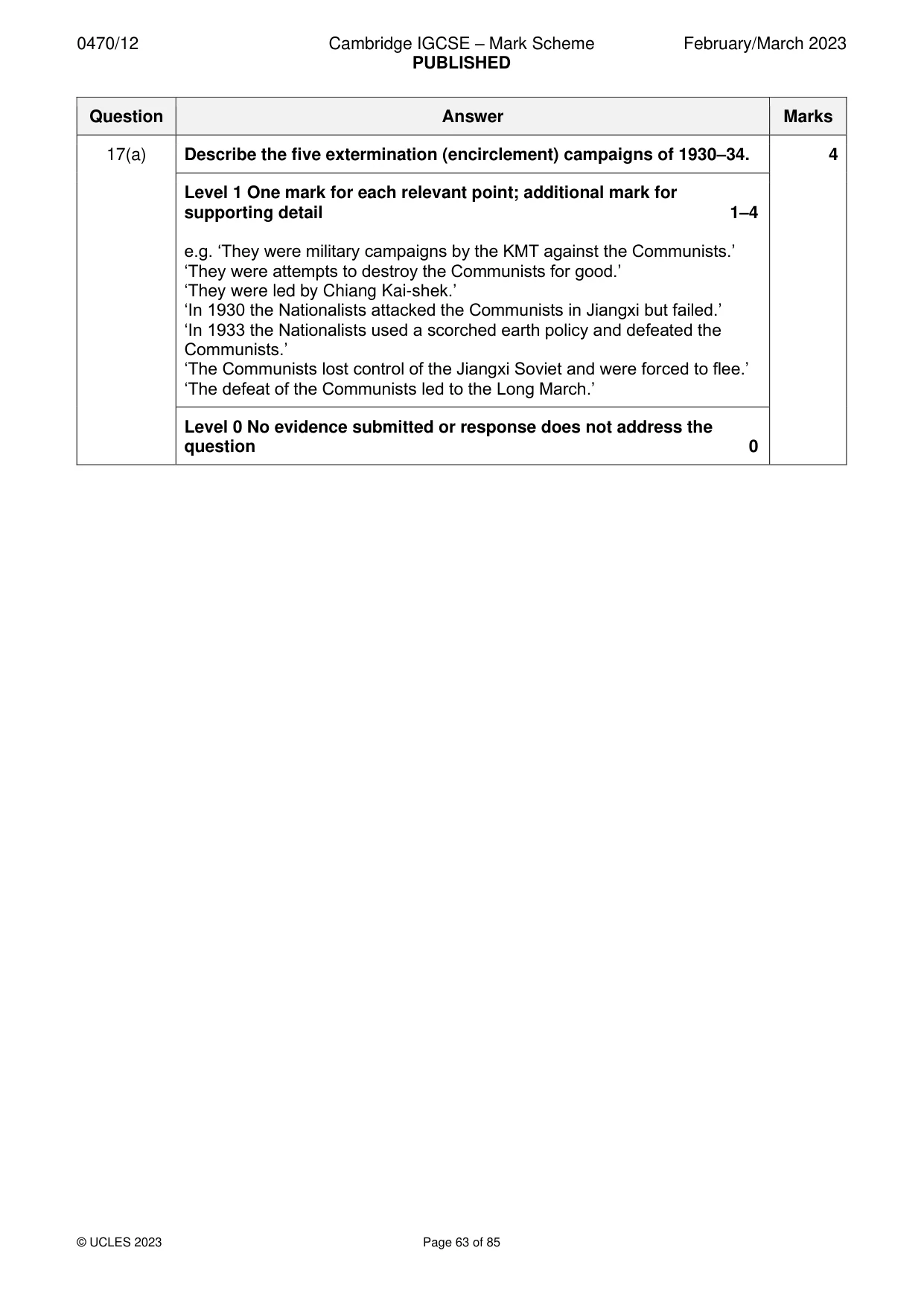 Mark scheme, page 63 of 85